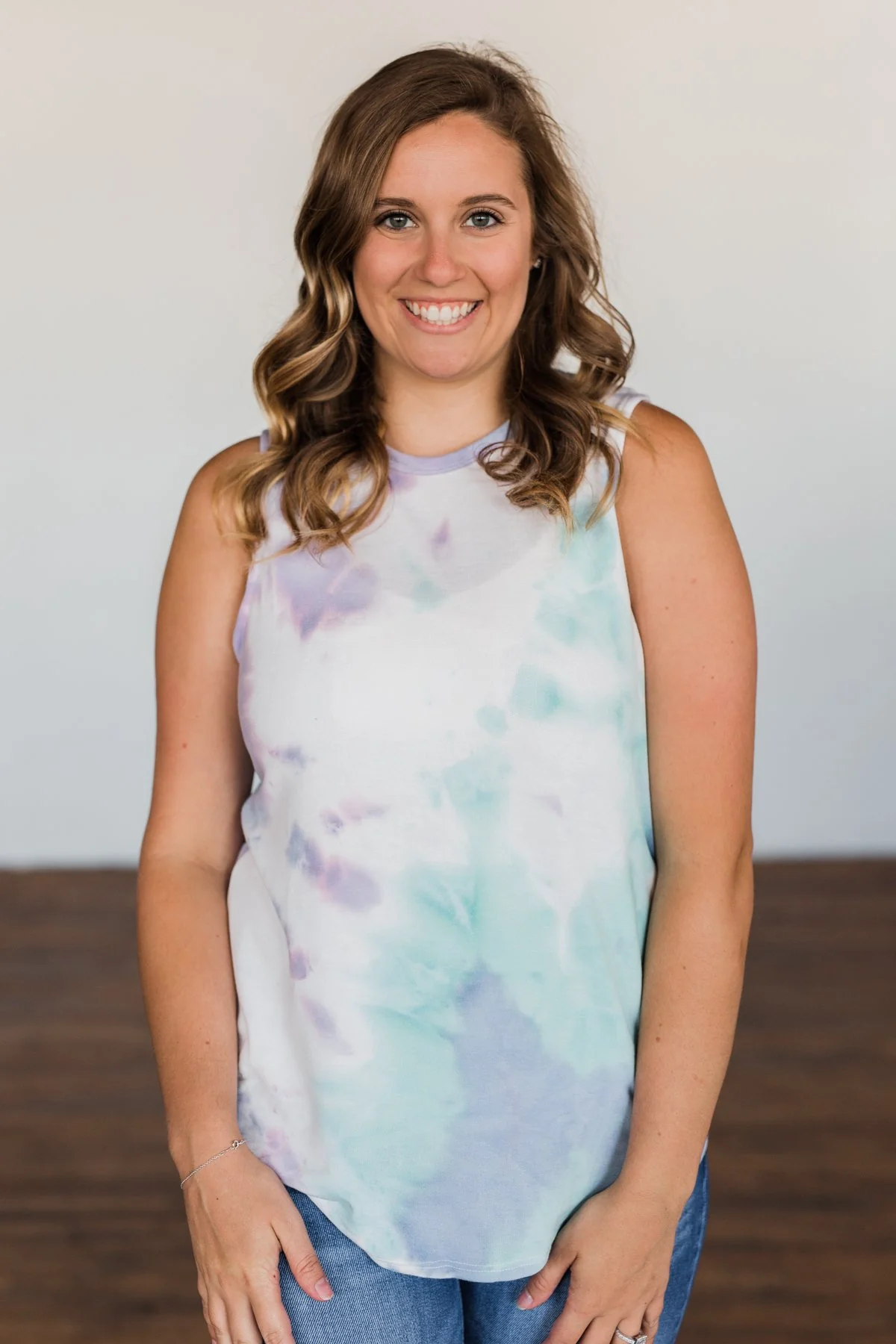 Brighten My Summer Tie Dye Tank Top- Purple, Mint, Ivory - Image 2