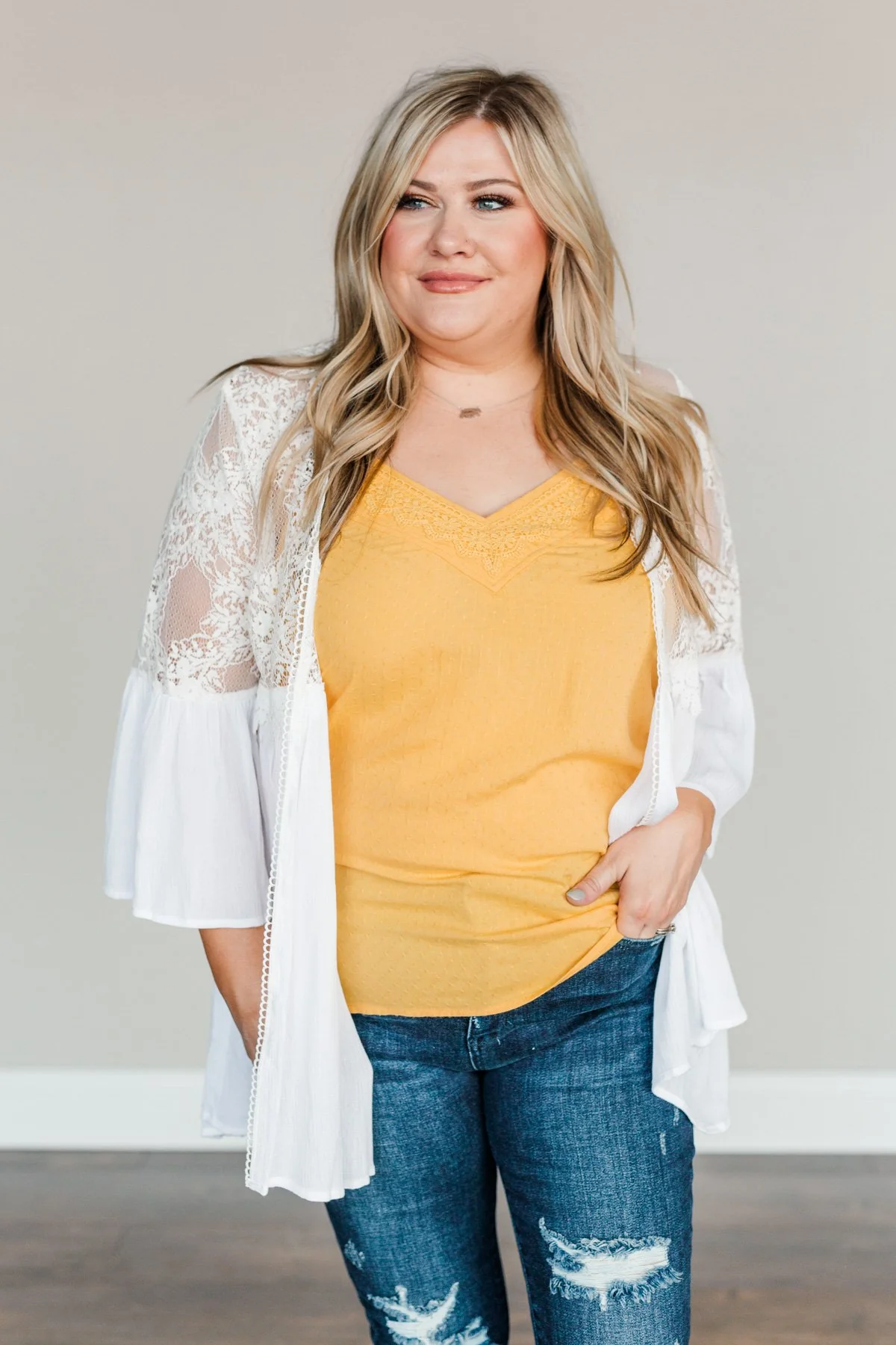 Brighter Days Ahead Lace Kimono- Off-White - Image 3
