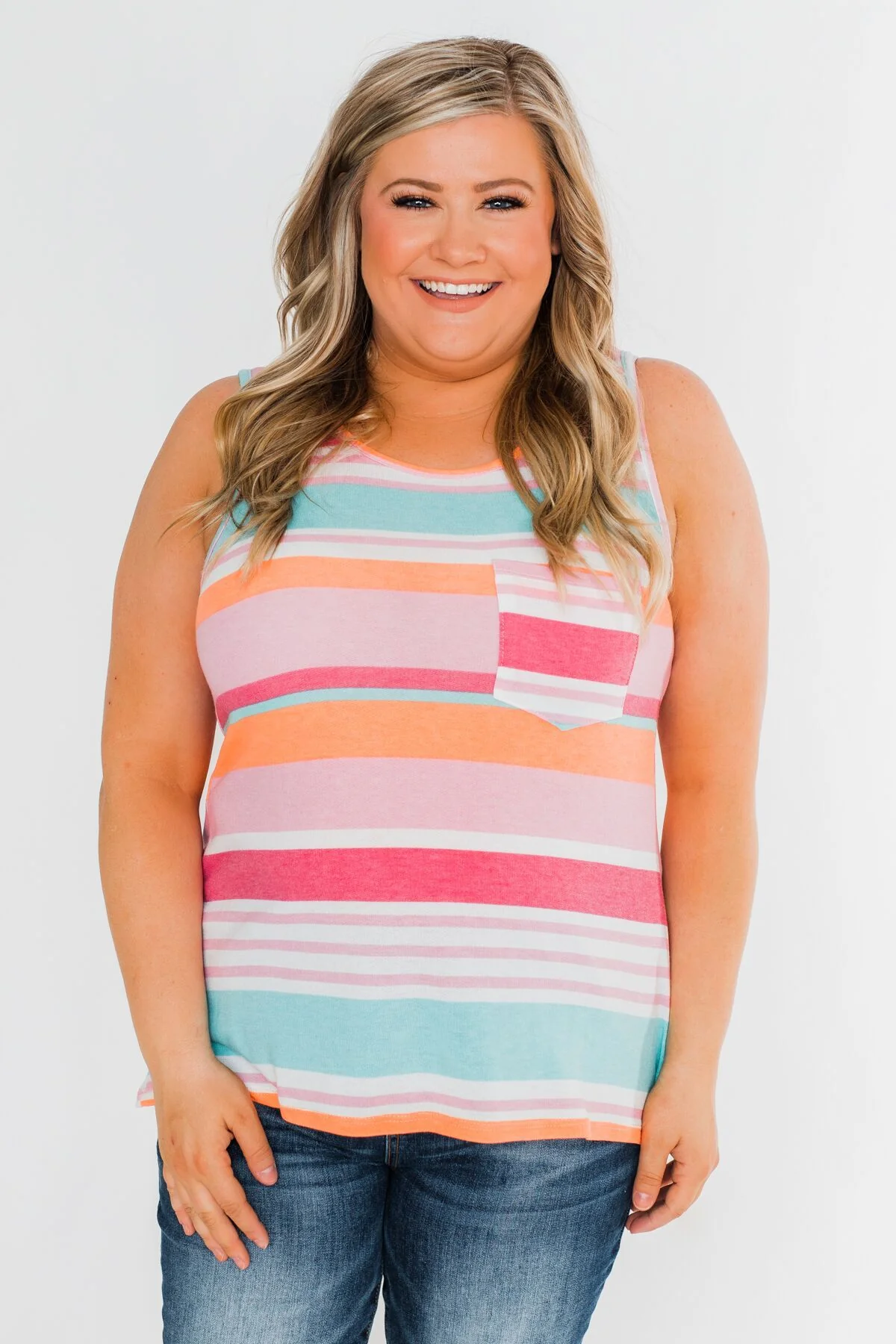 Brighter Days Striped Pocket Tank Top- Multi - Image 4