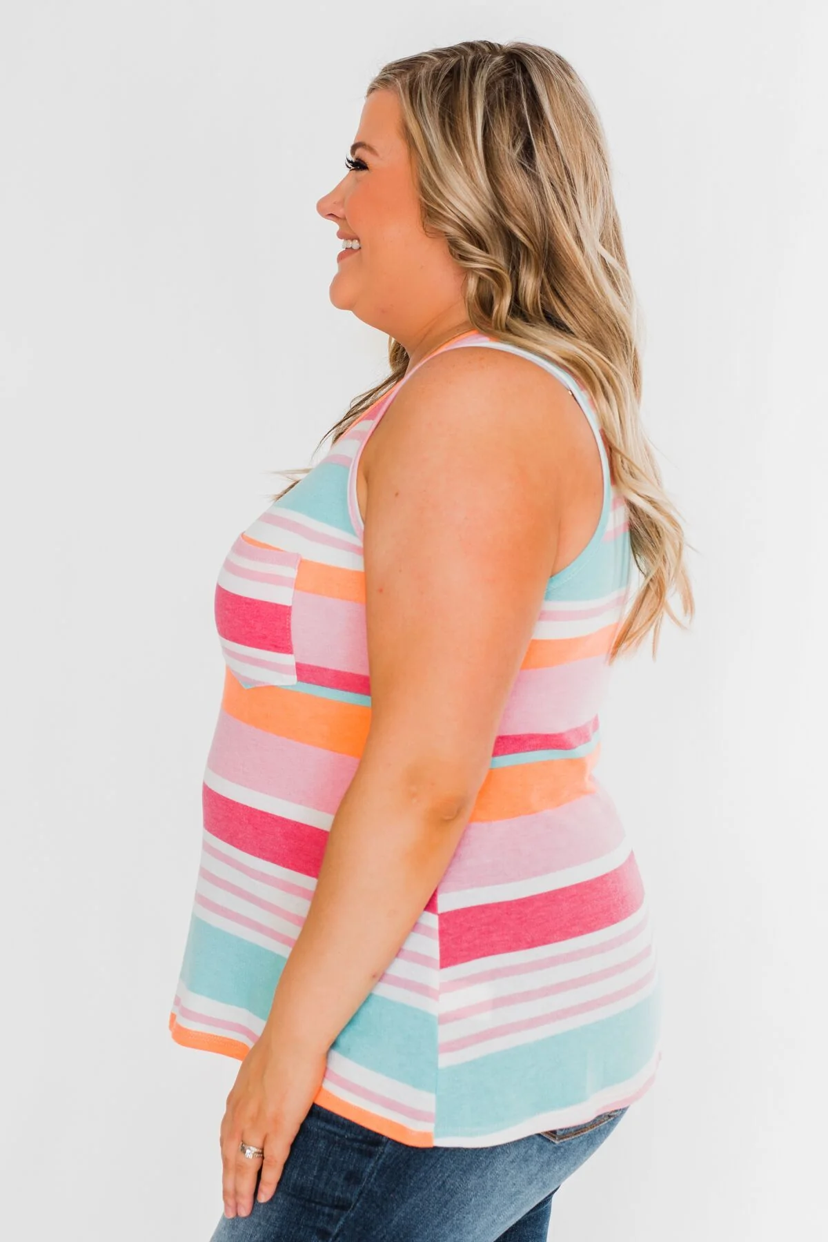 Brighter Days Striped Pocket Tank Top- Multi - Image 6