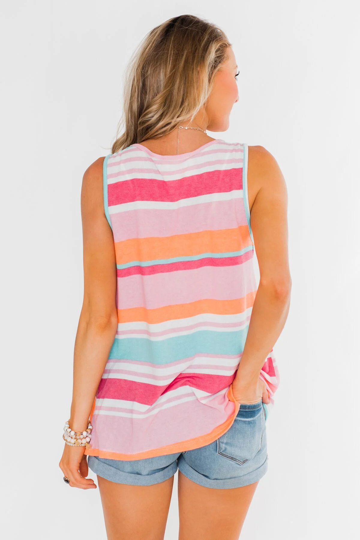 Brighter Days Striped Pocket Tank Top- Multi - Image 7