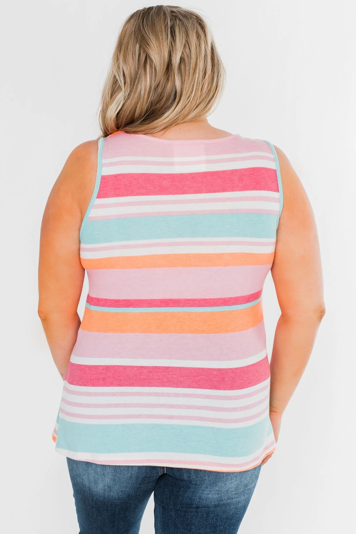 Brighter Days Striped Pocket Tank Top- Multi - Image 8