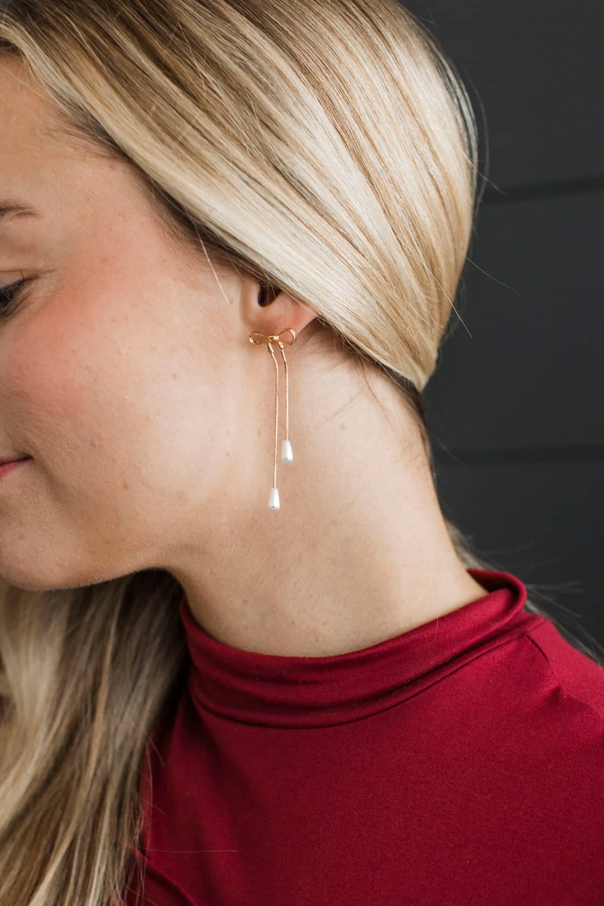 Brilliant Bow Tie Dangle Earrings- Gold