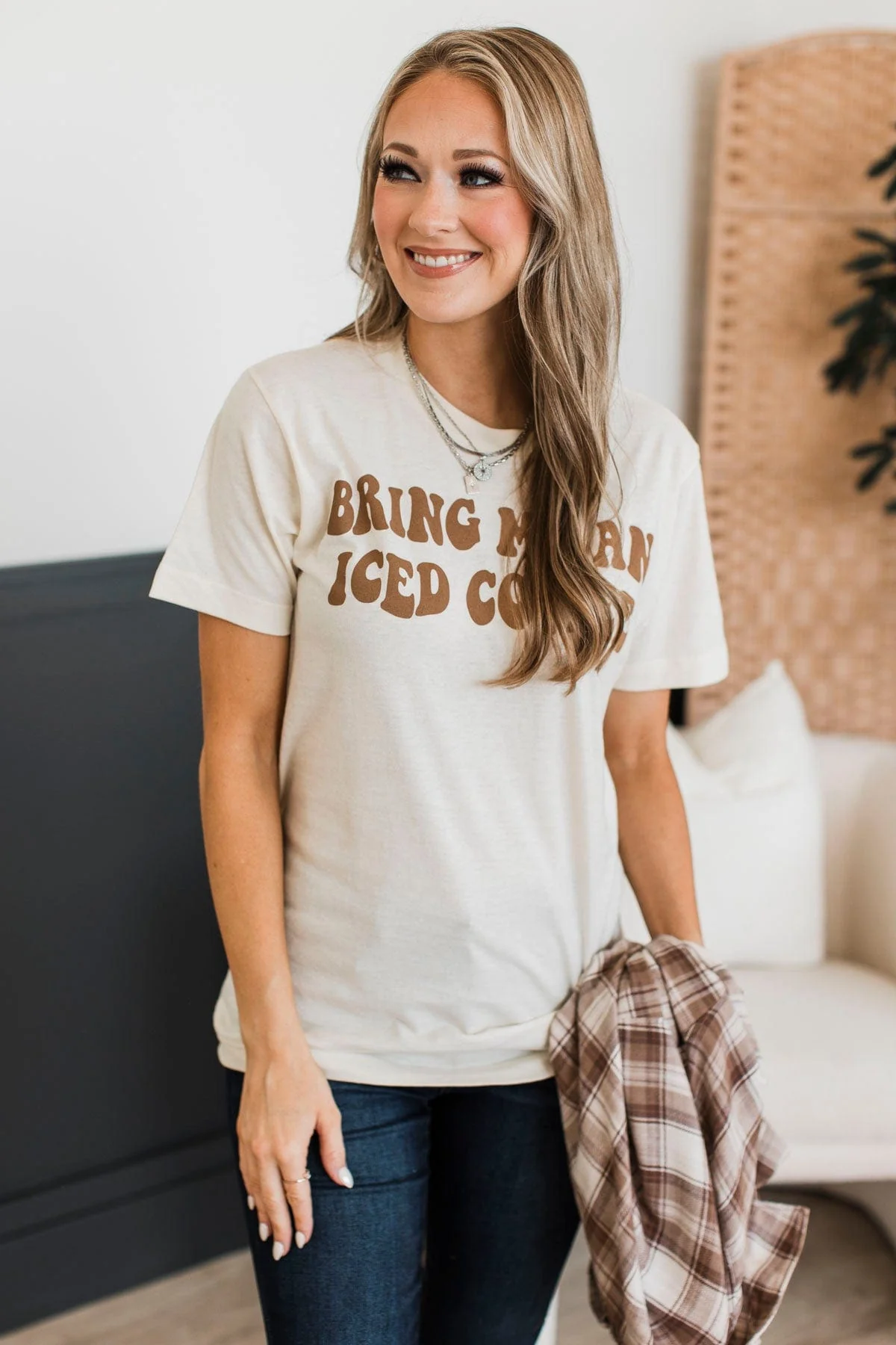 "Bring Me An Iced Coffee" Graphic Tee- Cream - Image 4