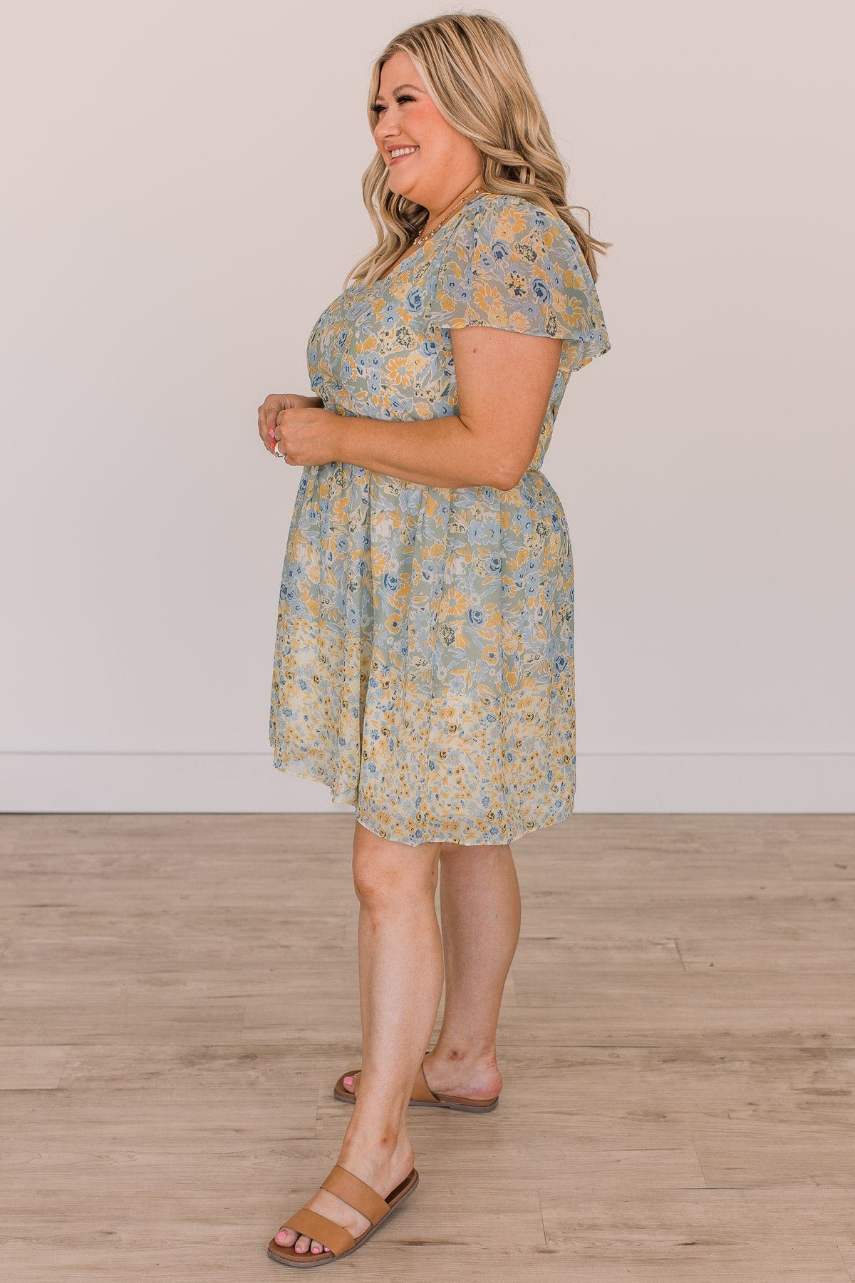 Bring On The Blooms Floral Dress- Sage - Image 5