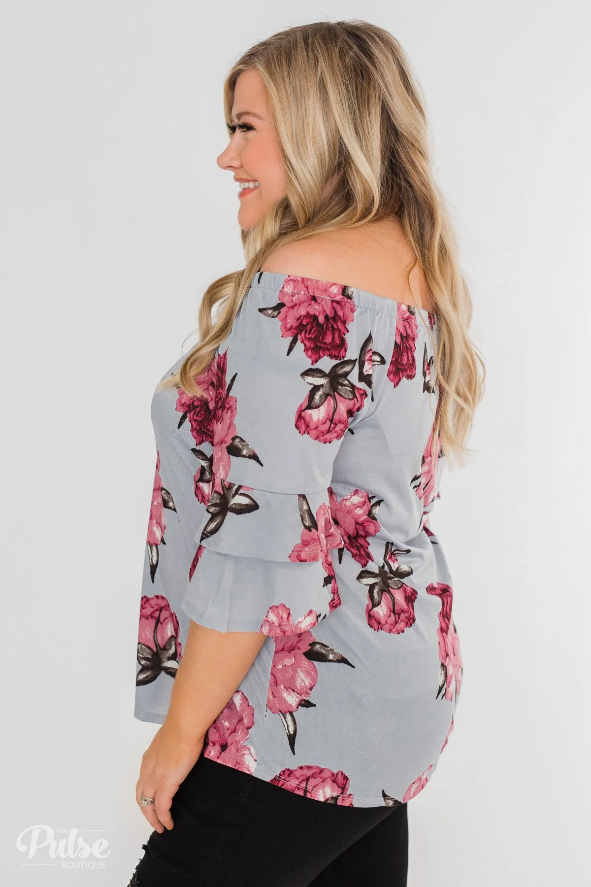 Bring on the Floral Off the Shoulder Top- Powder Blue - Image 12