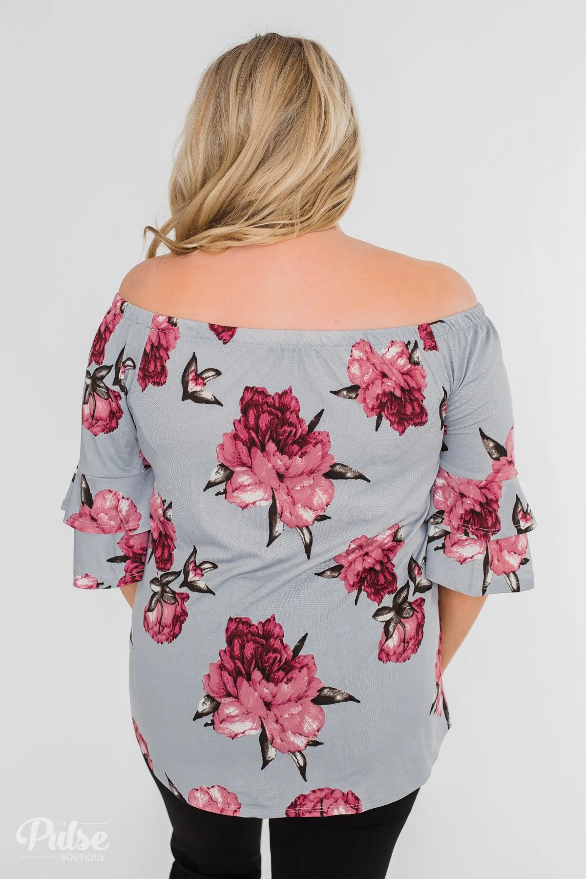 Bring on the Floral Off the Shoulder Top- Powder Blue - Image 13