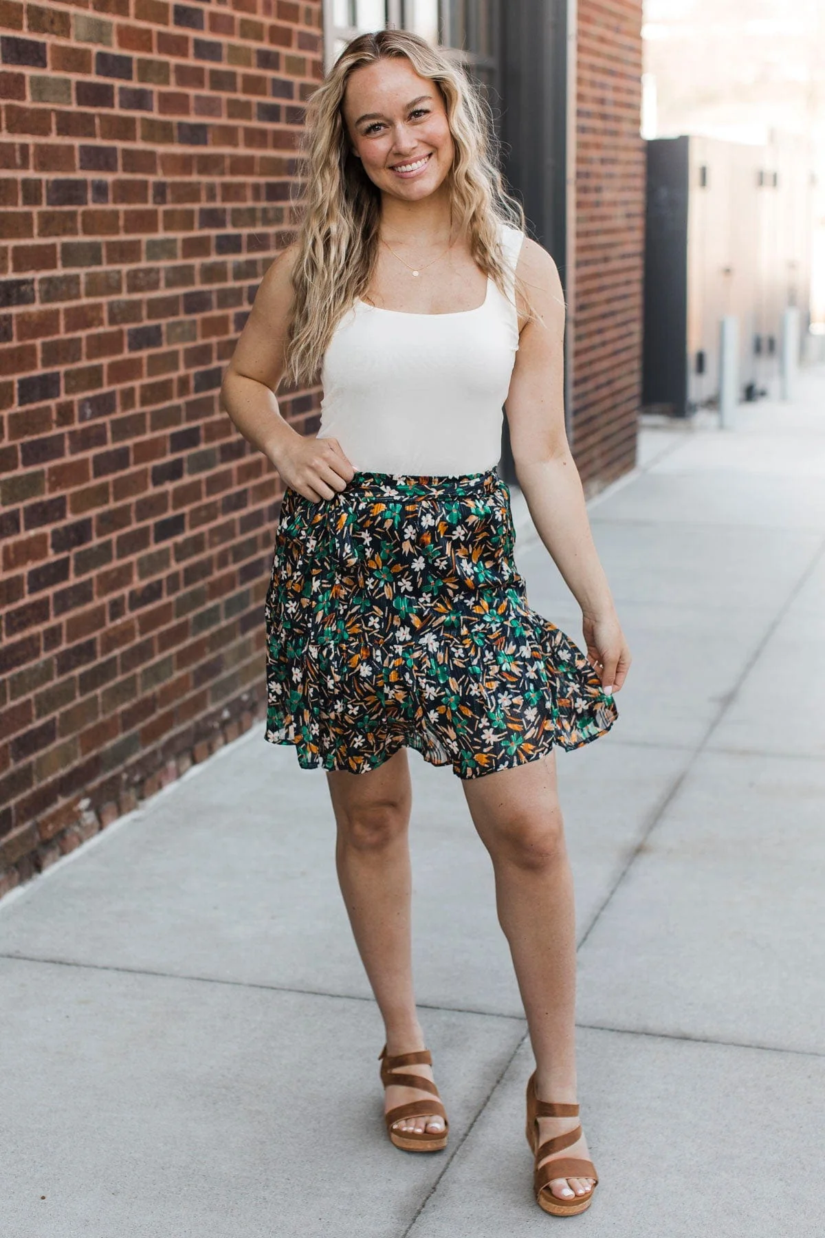 Bring On The Party Floral Skirt- Dark Navy - Image 4