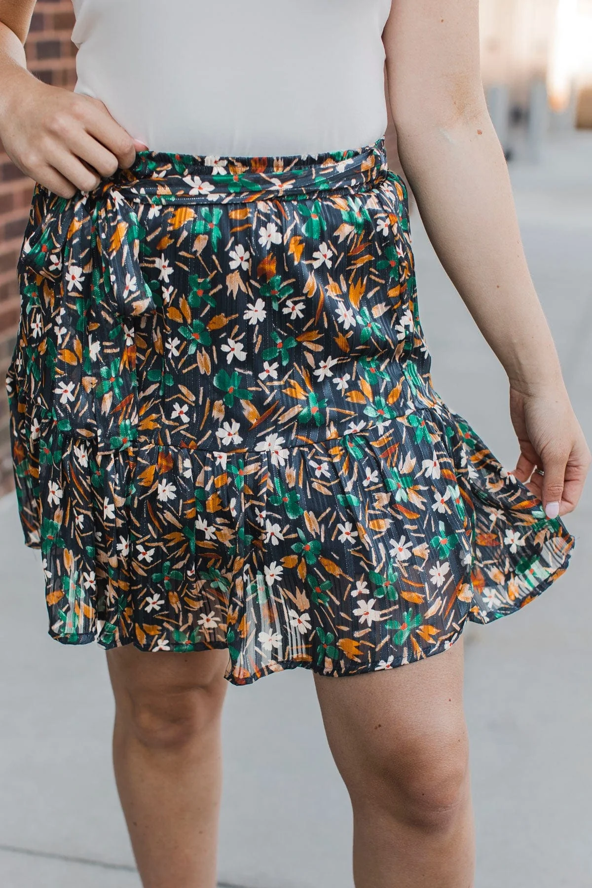 Bring On The Party Floral Skirt- Dark Navy - Image 5