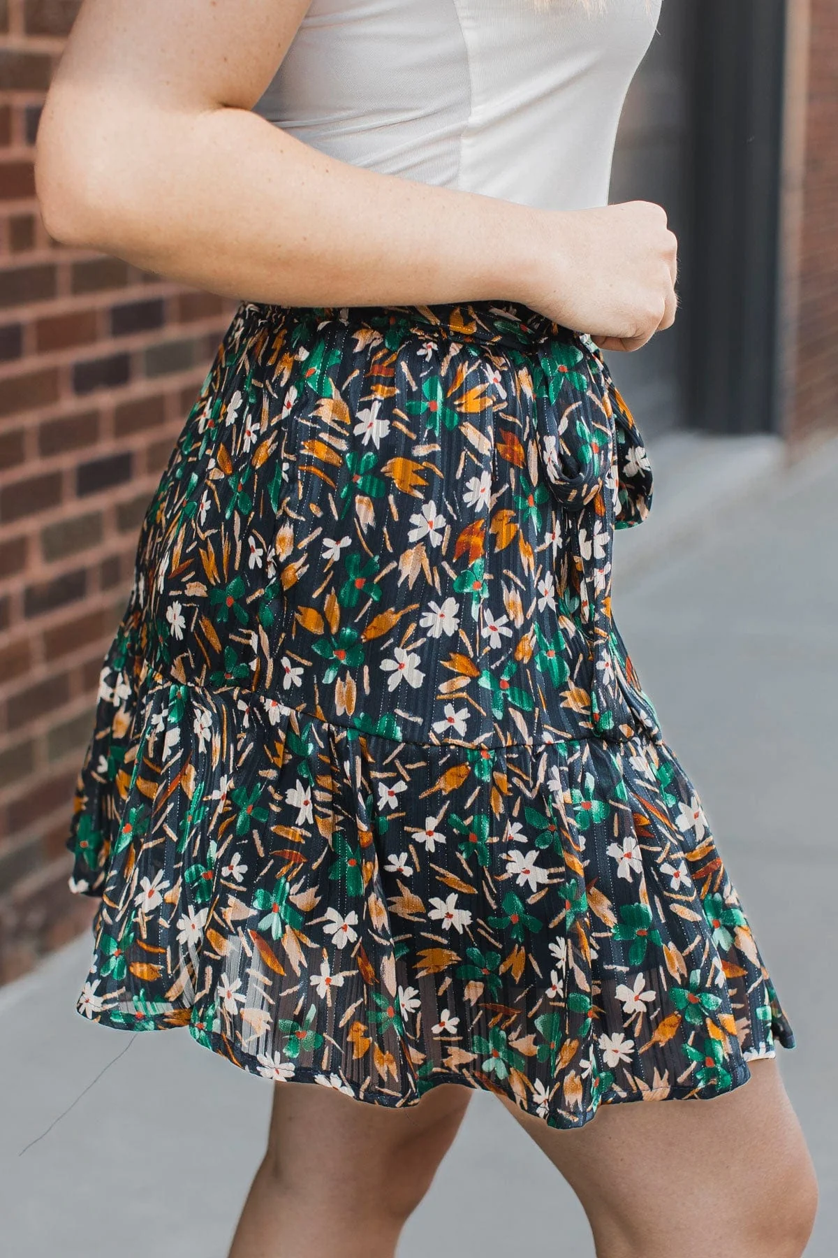 Bring On The Party Floral Skirt- Dark Navy - Image 7