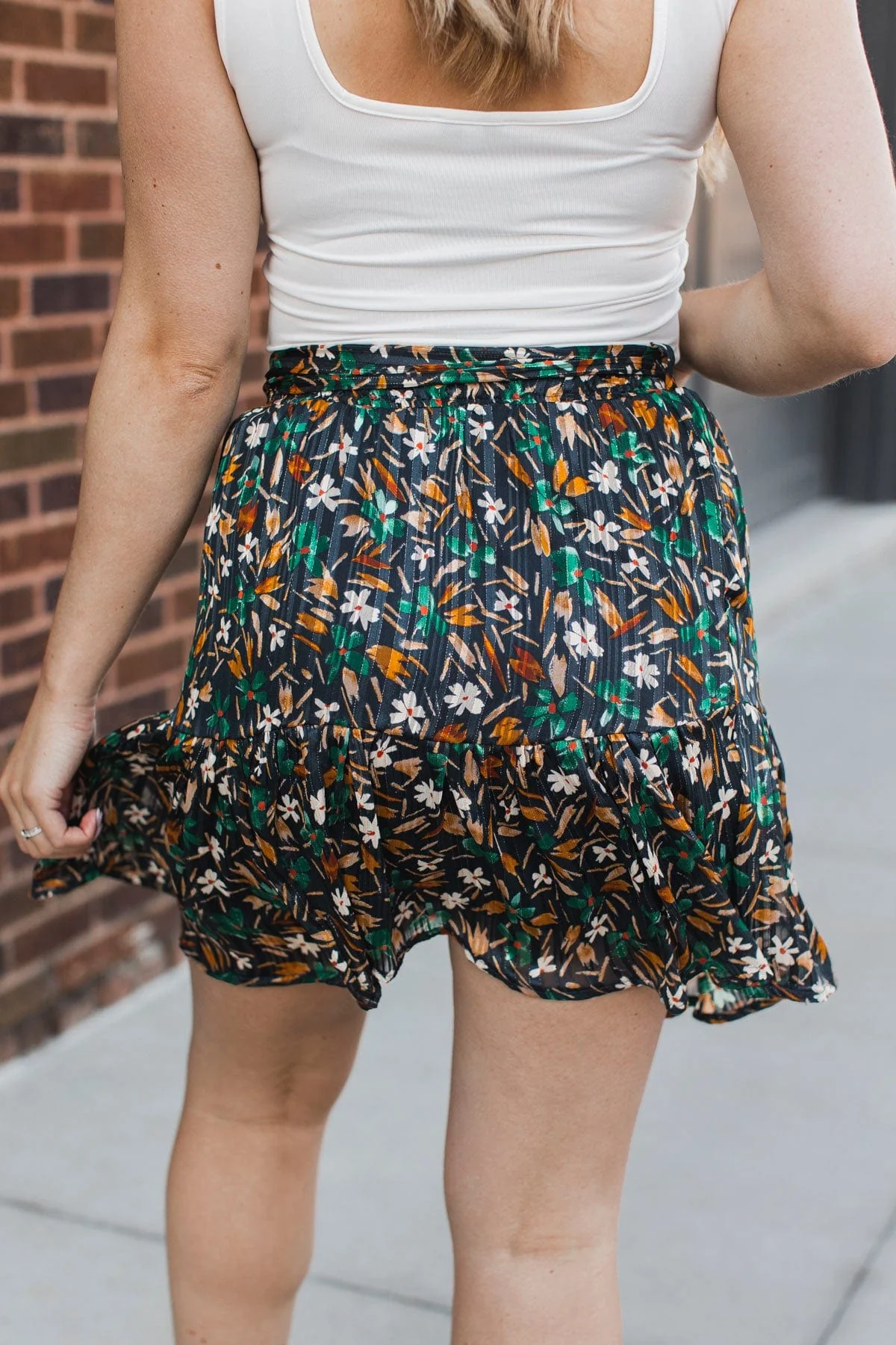 Bring On The Party Floral Skirt- Dark Navy - Image 9