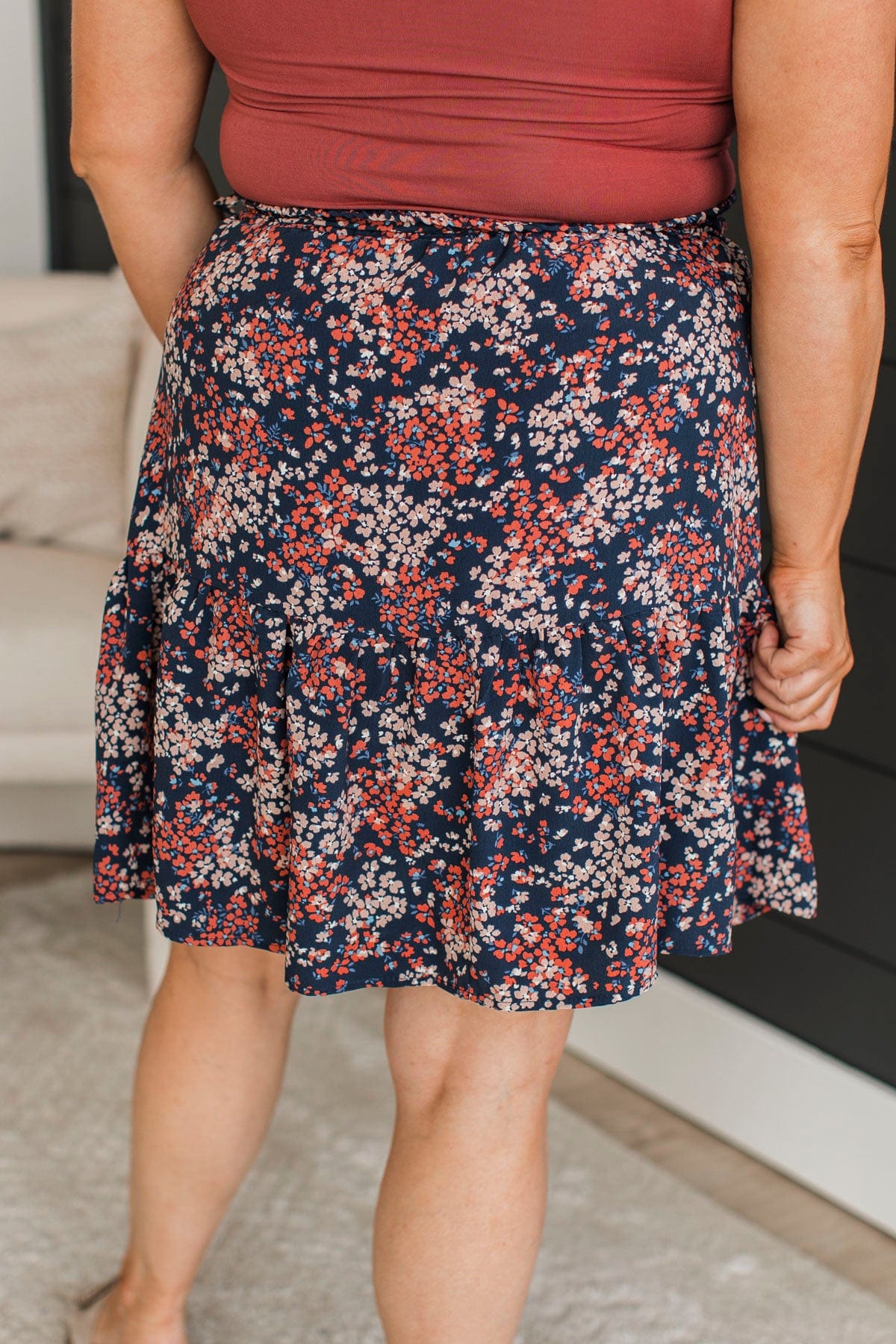 Bring On The Party Floral Skirt- Navy - Image 7