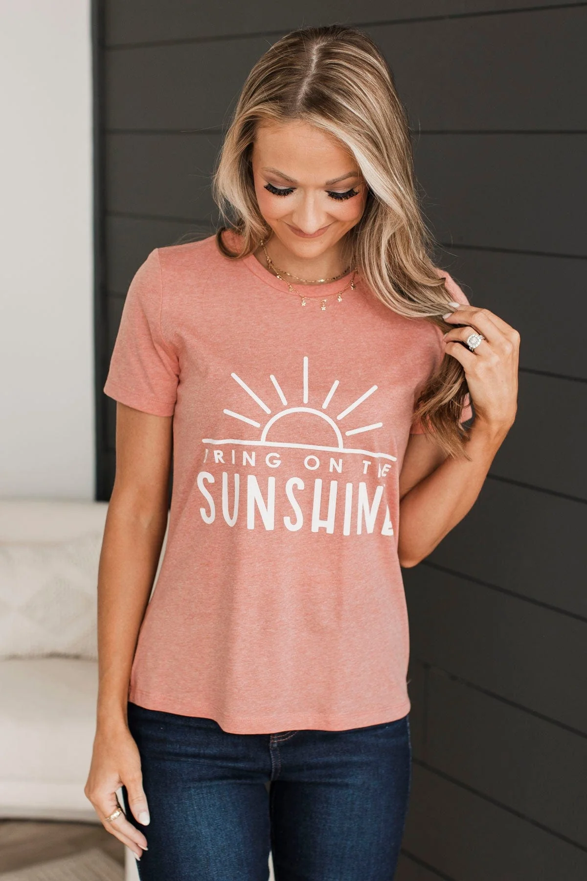 "Bring On The Sunshine" Graphic Tee- Dark Peach - Image 2