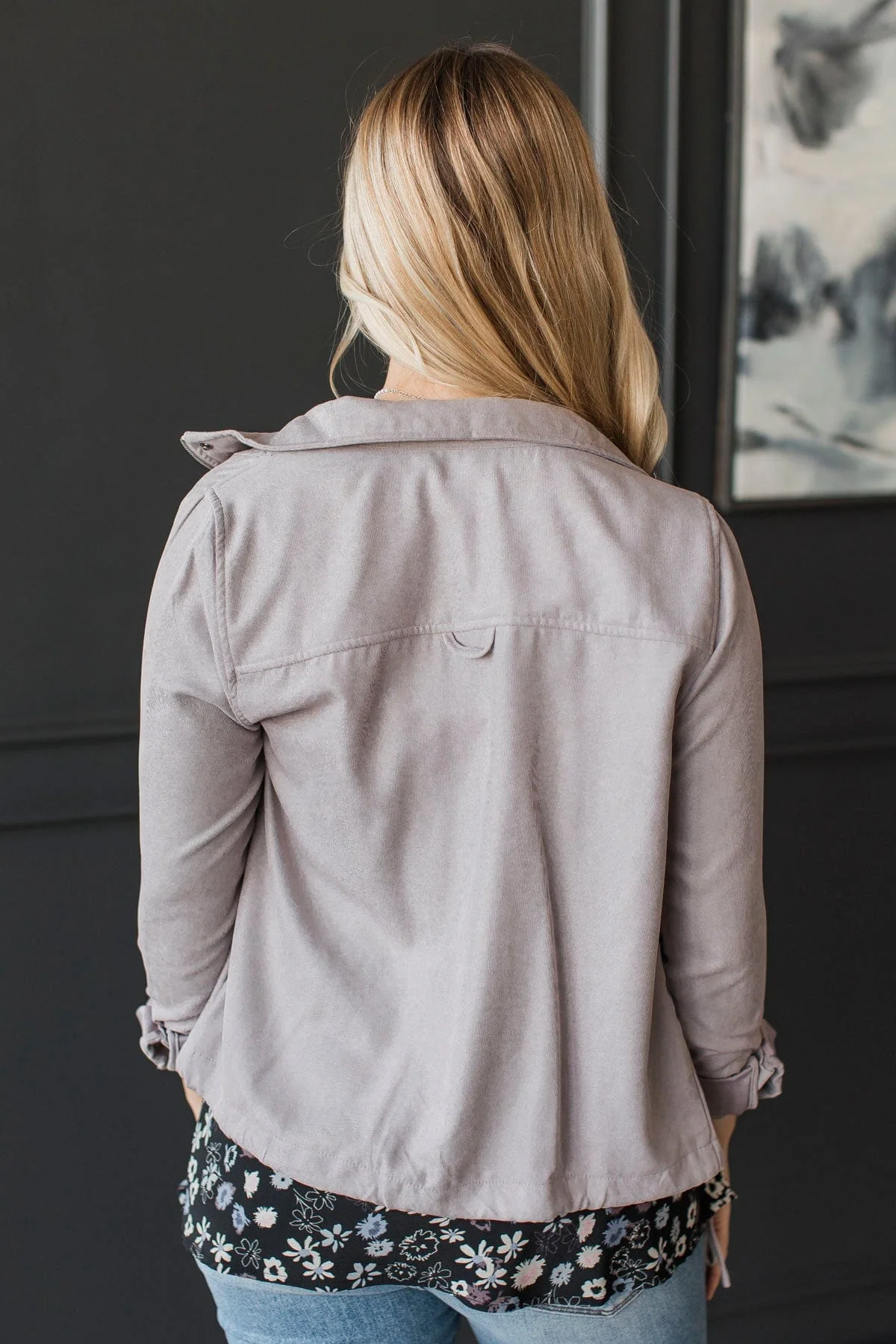 Brisk Morning Lightweight Zip Up Jacket- Grey - Image 8