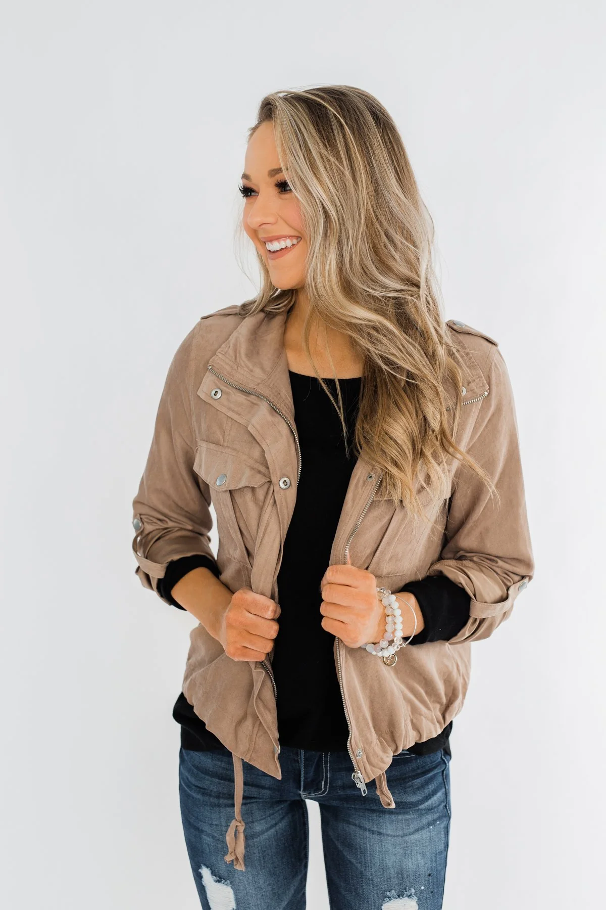 Brisk Morning Lightweight Zip Up Jacket- Mocha - Image 9