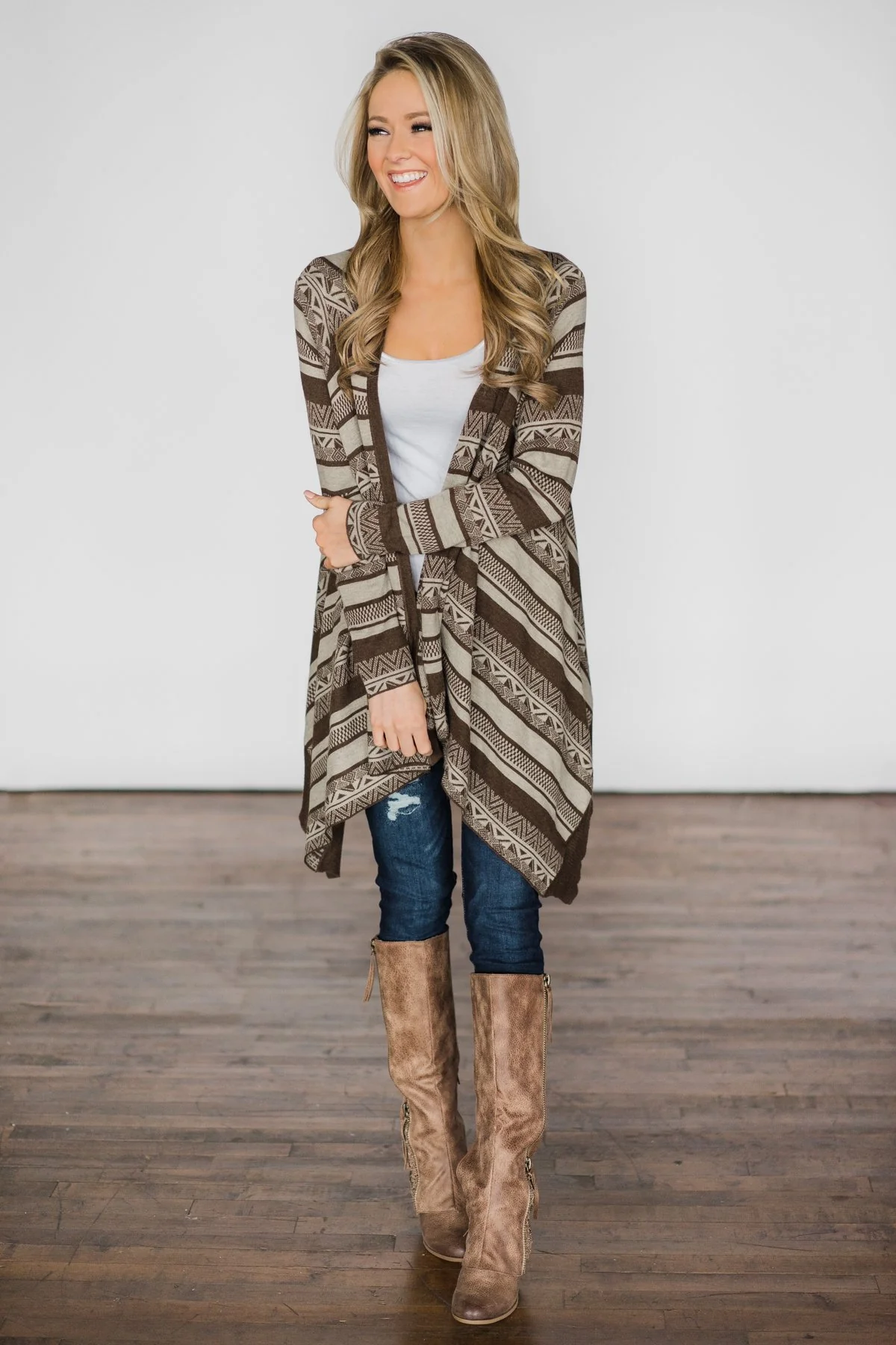 Brown Tribal Cardigan - Image 2
