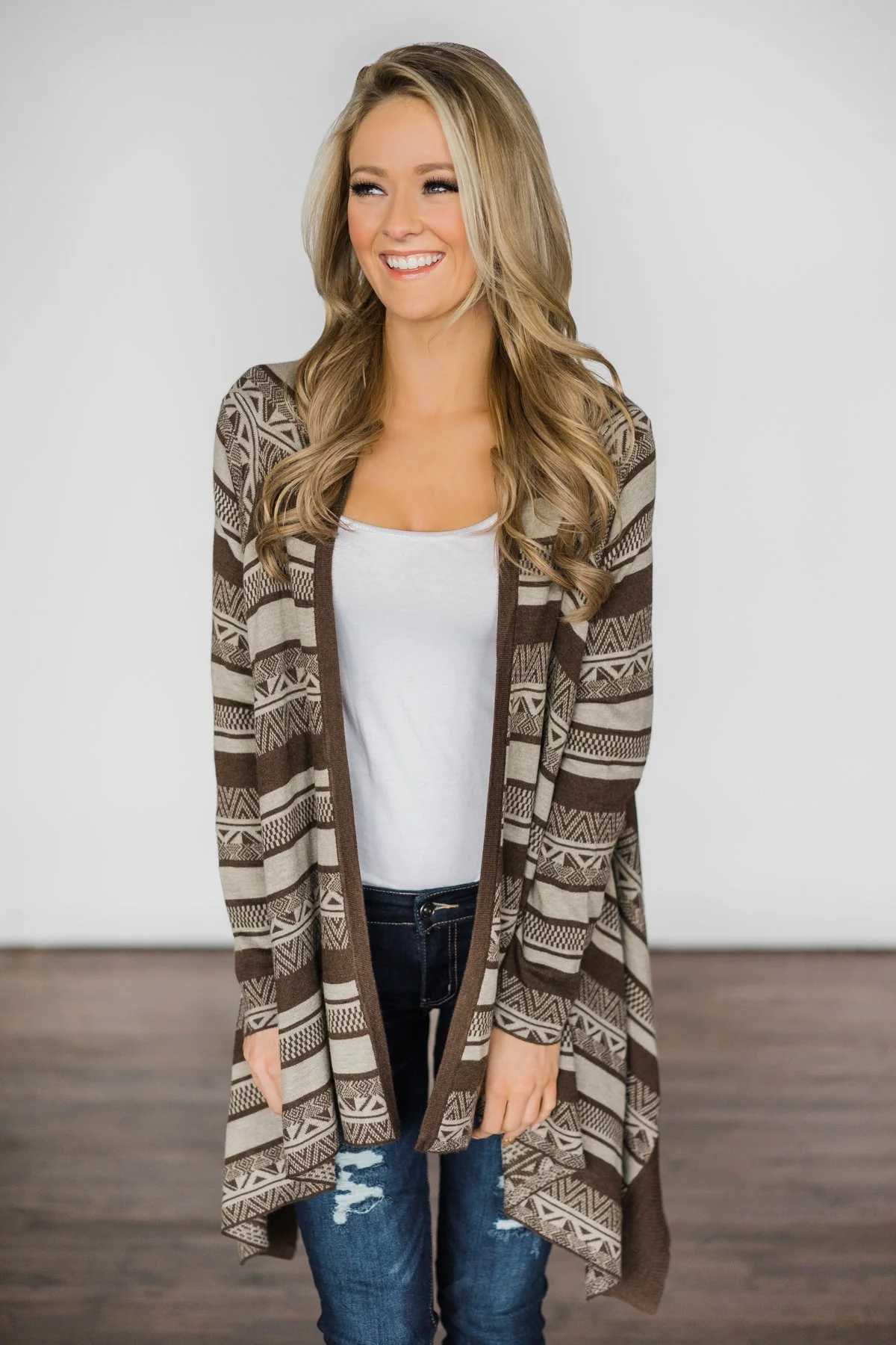 Brown Tribal Cardigan - Image 3