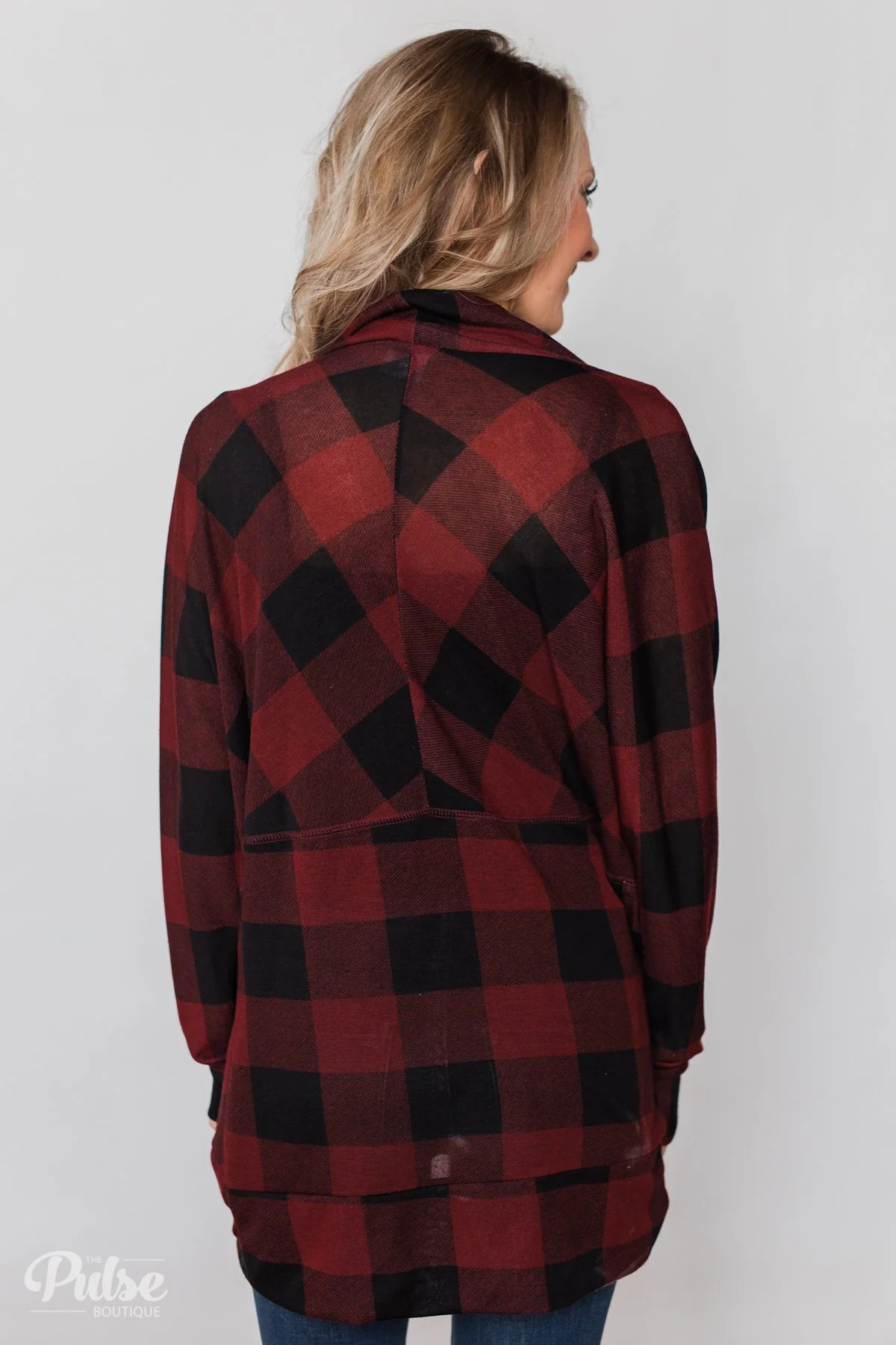 Buffalo Plaid Cardigan- Deep Red & Black - Image 14