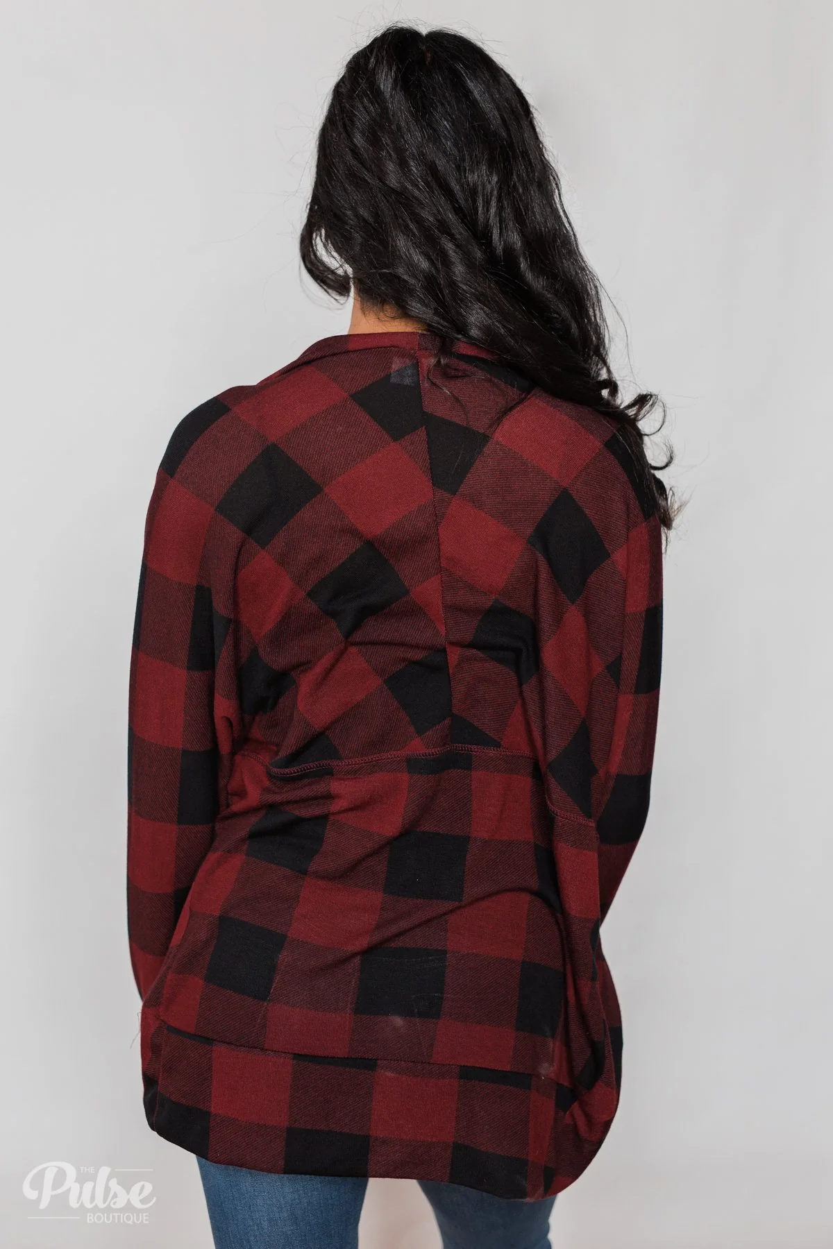 Buffalo Plaid Cardigan- Deep Red & Black - Image 17
