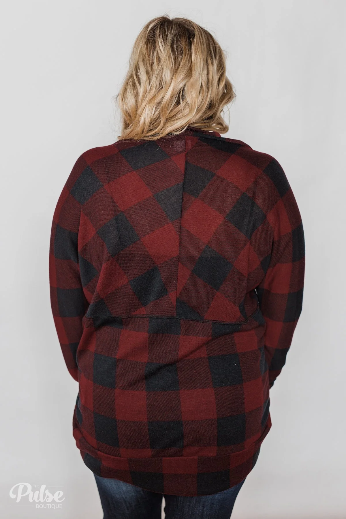 Buffalo Plaid Cardigan- Deep Red & Black - Image 23