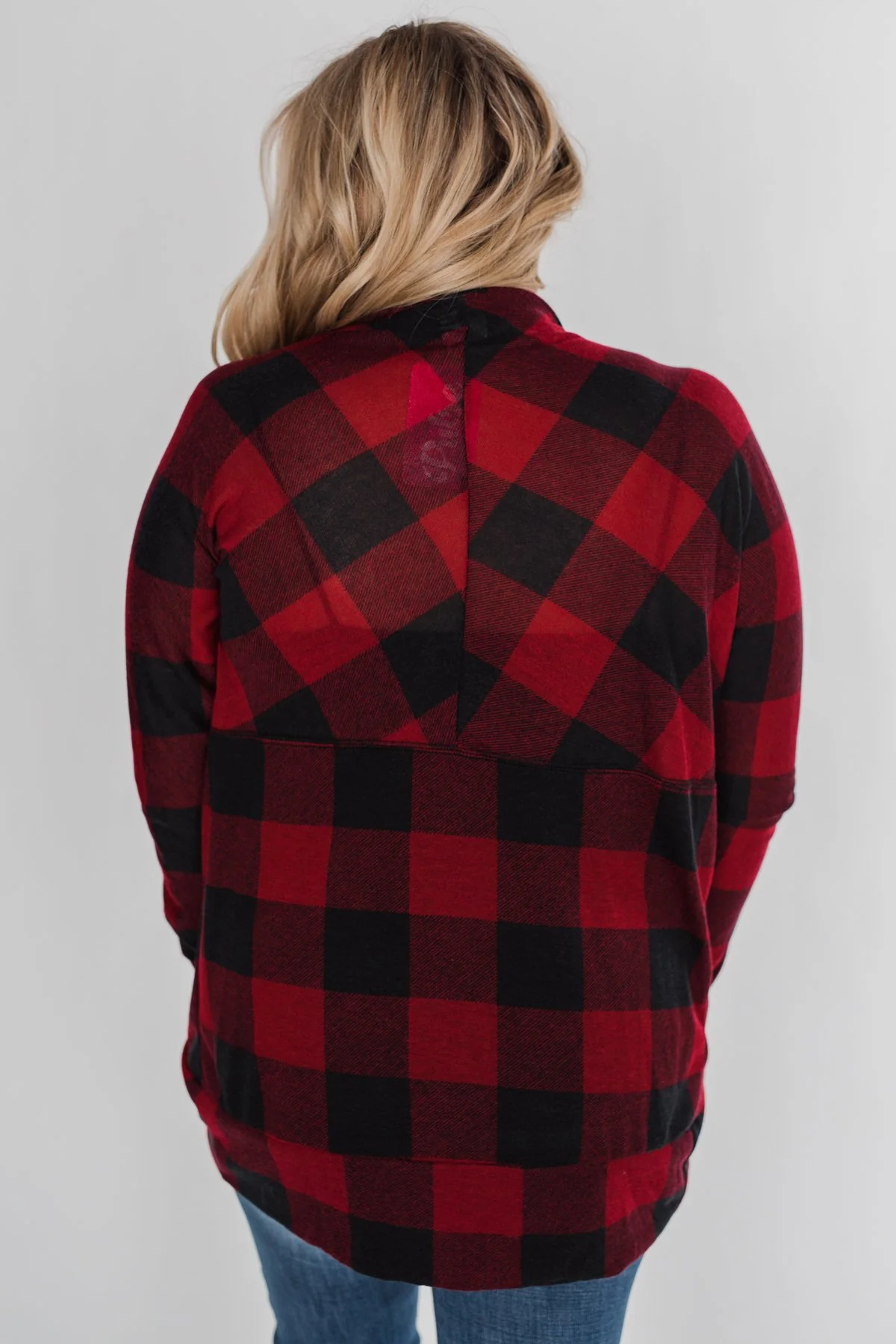 Buffalo Plaid Cardigan- Deep Red & Black - Image 25