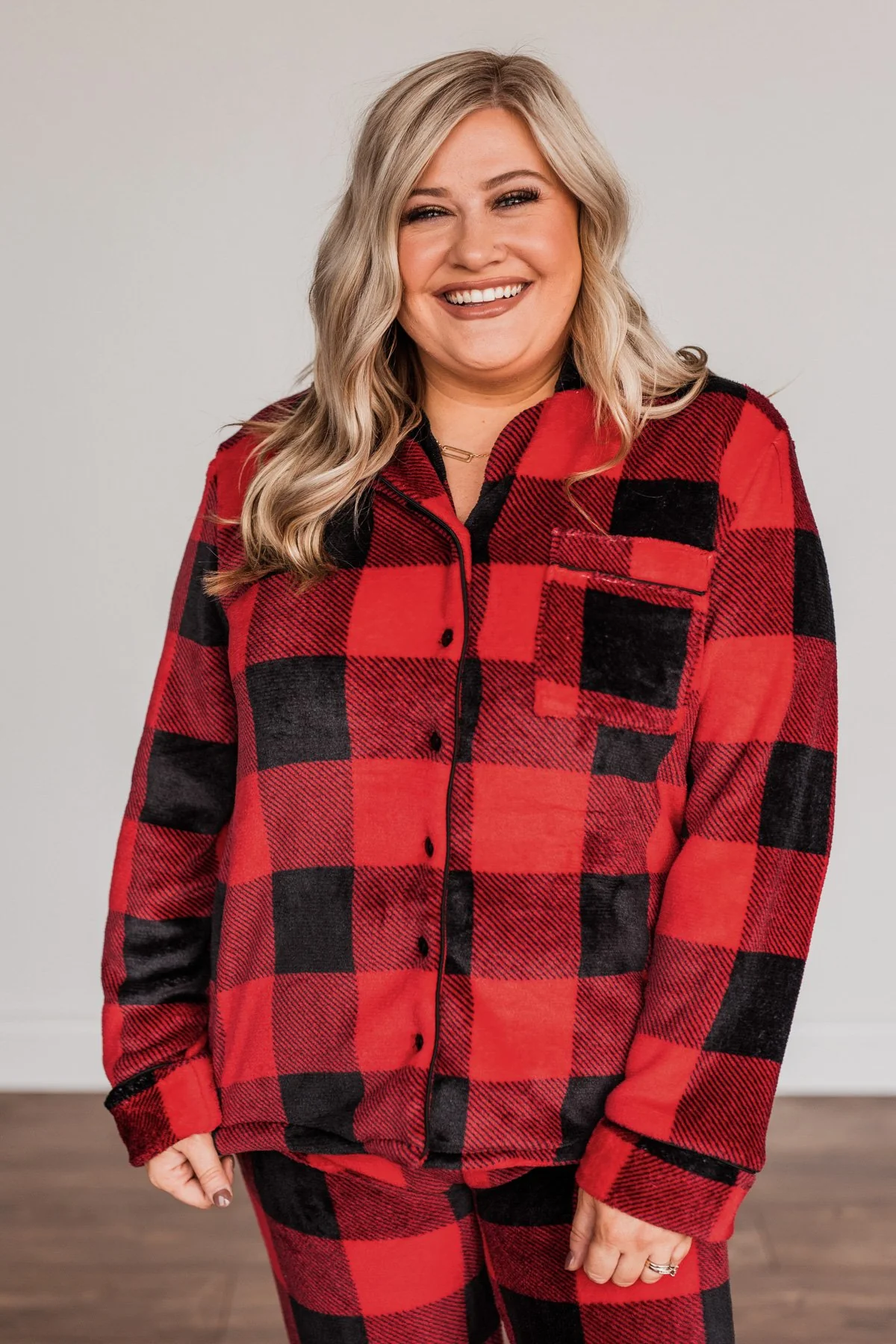 Fireside Comfort Buffalo Plaid Lounge Top- Red - Image 5