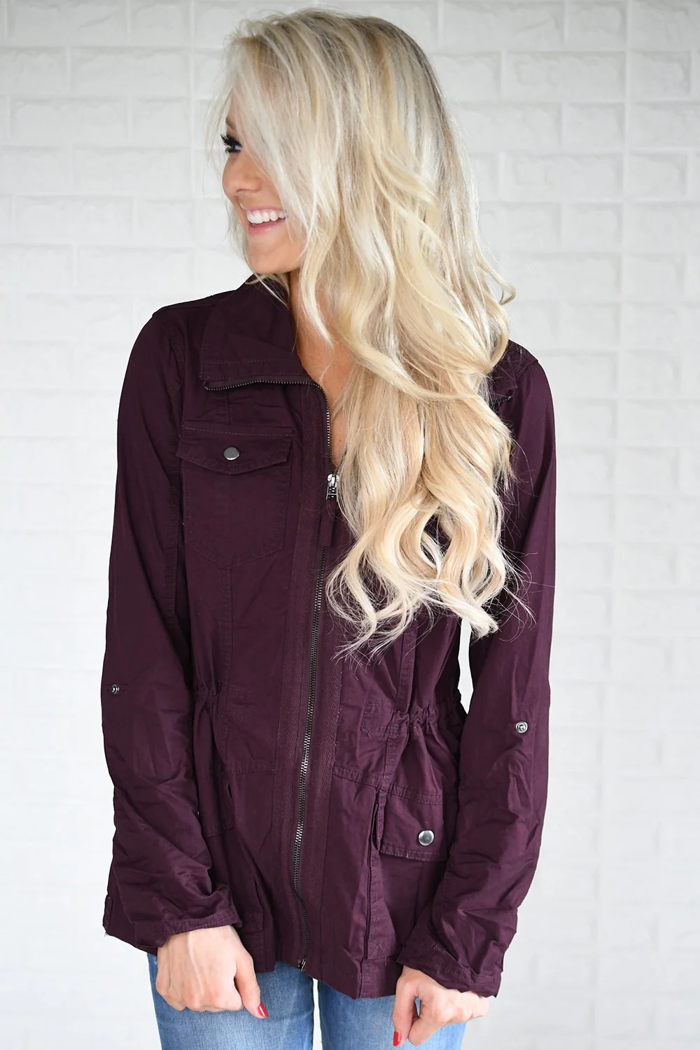 Burgundy Cargo Jacket - Image 2