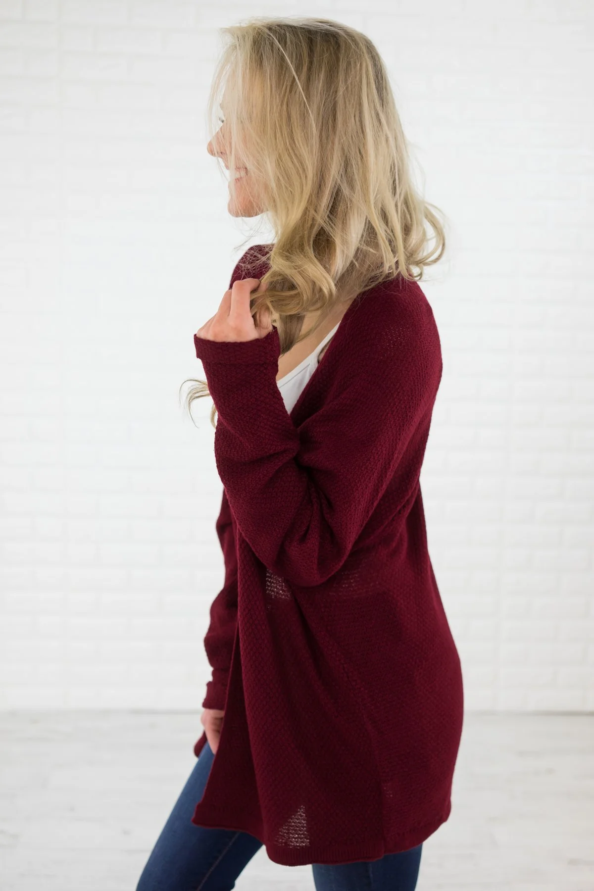 Burgundy Knit Cardigan - Image 4