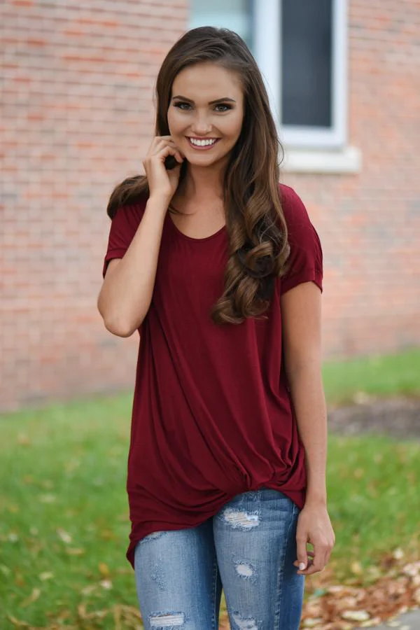 Burgundy Knot Top - Image 2