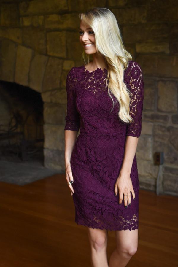 Burgundy Lace Dress - Image 2