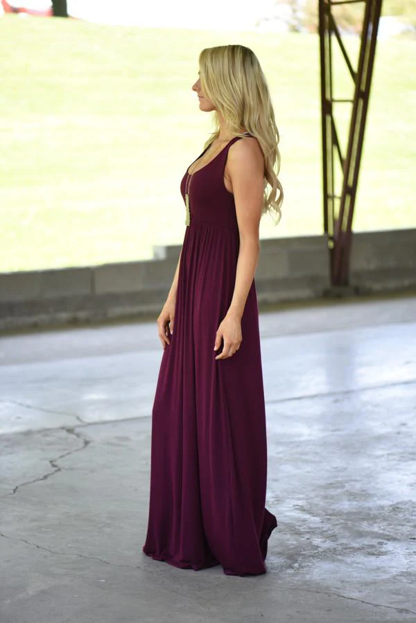 Burgundy Maxi Tank Dress - Image 5