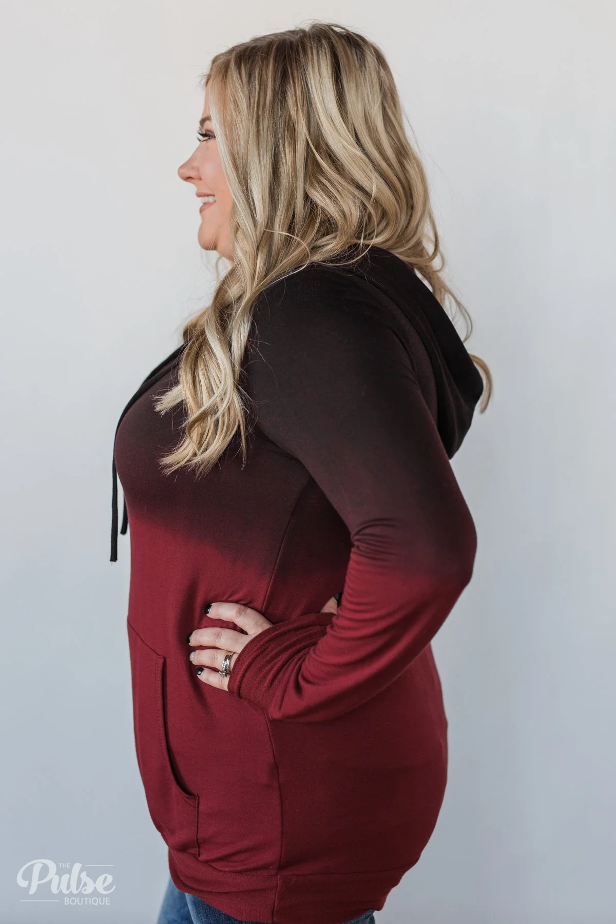 Burgundy Ombré Hoodie - Image 2