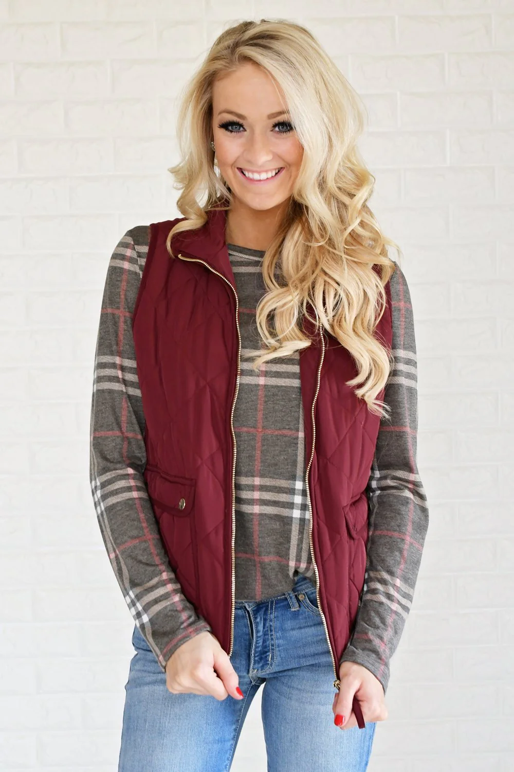 Burgundy Quilted Vest - Image 3