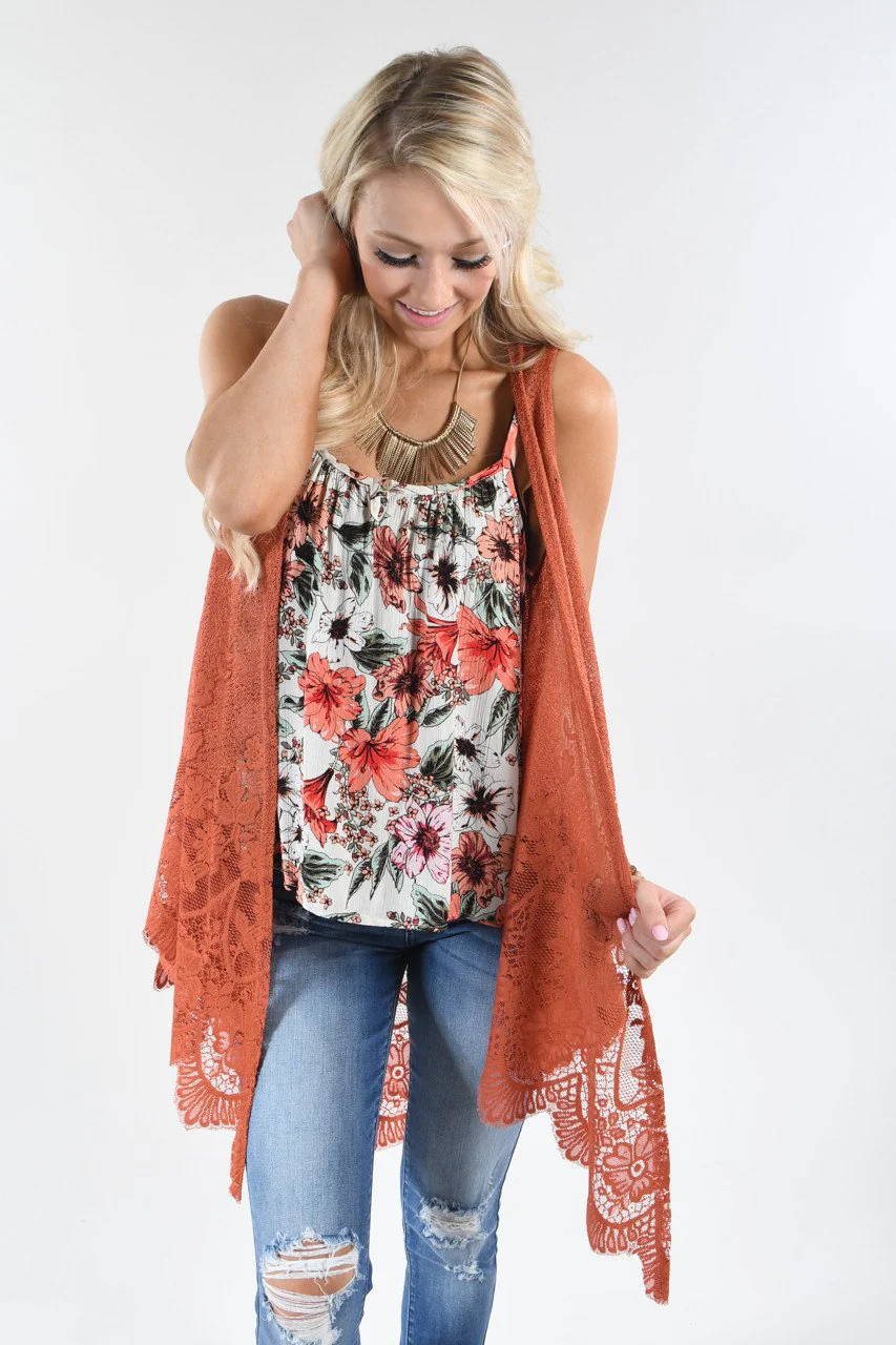 Burnt Orange Sleeveless Kimono - Image 3
