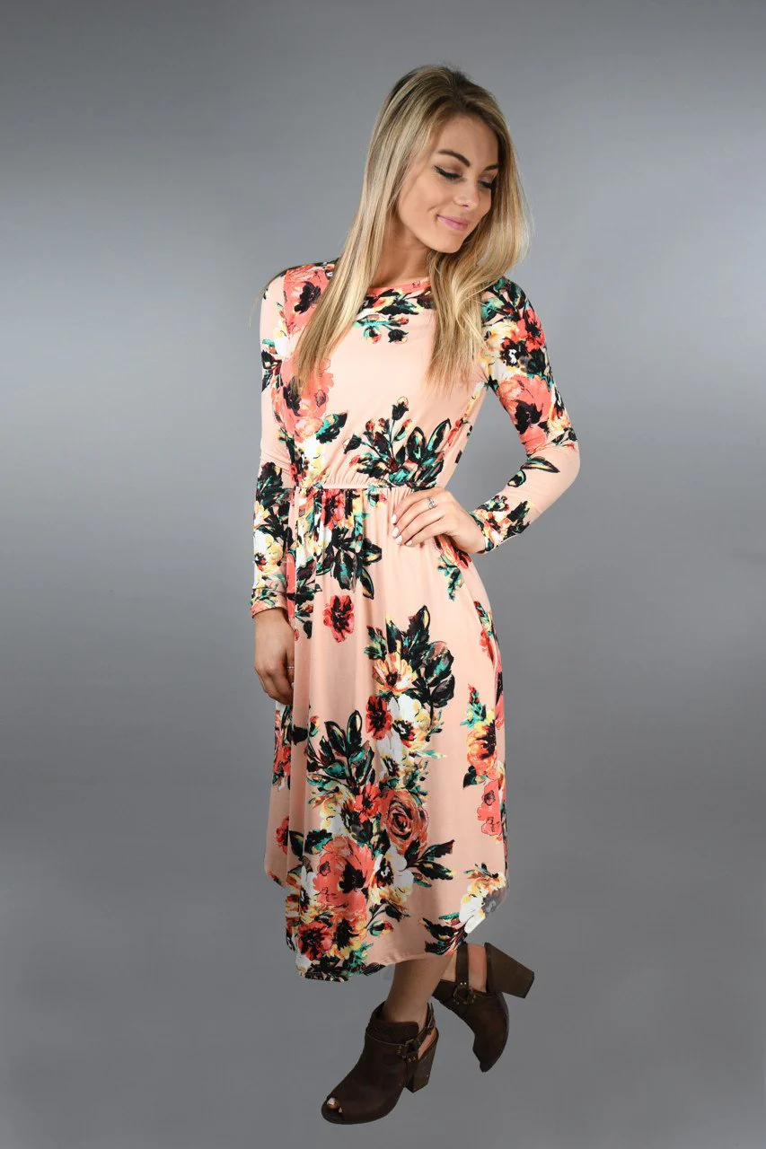Burst of Color Peach Dress - Image 2