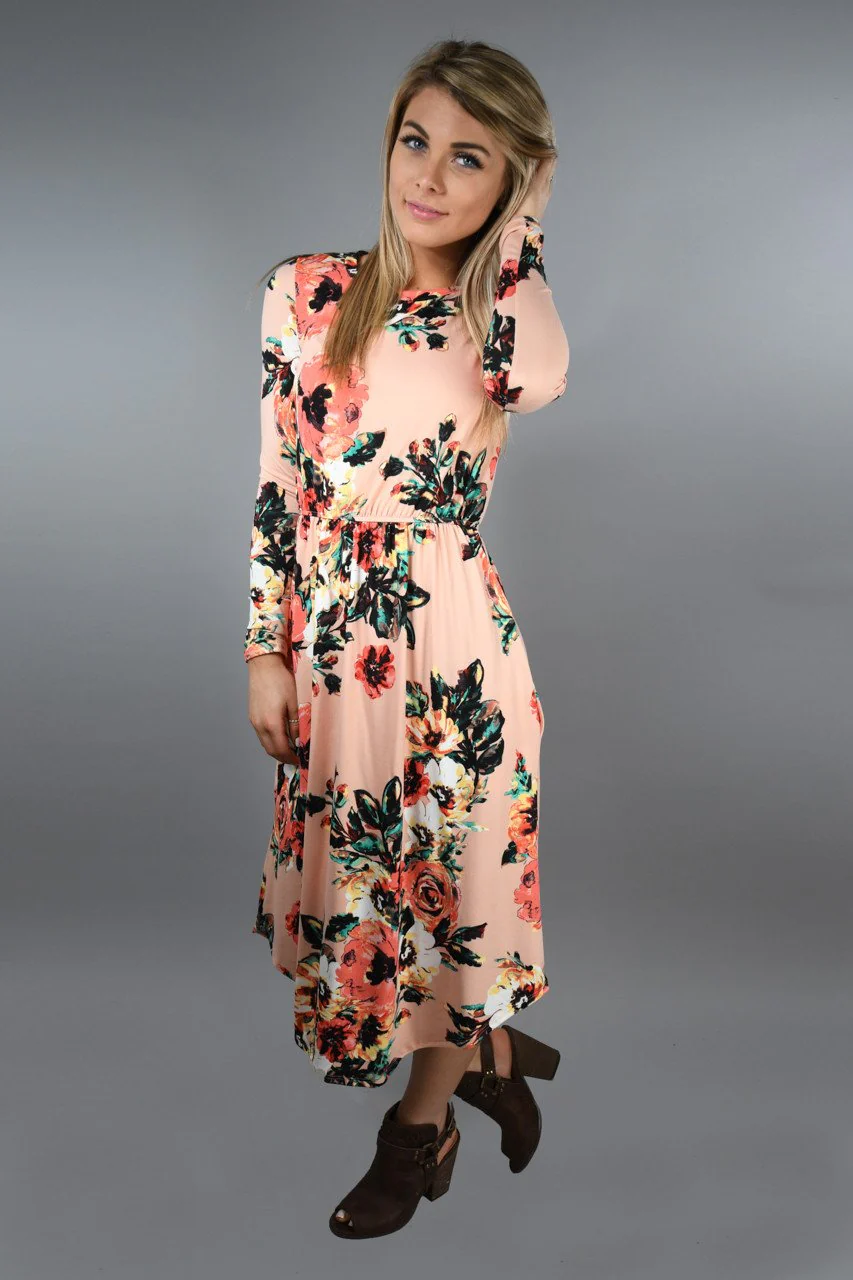Burst of Color Peach Dress - Image 3