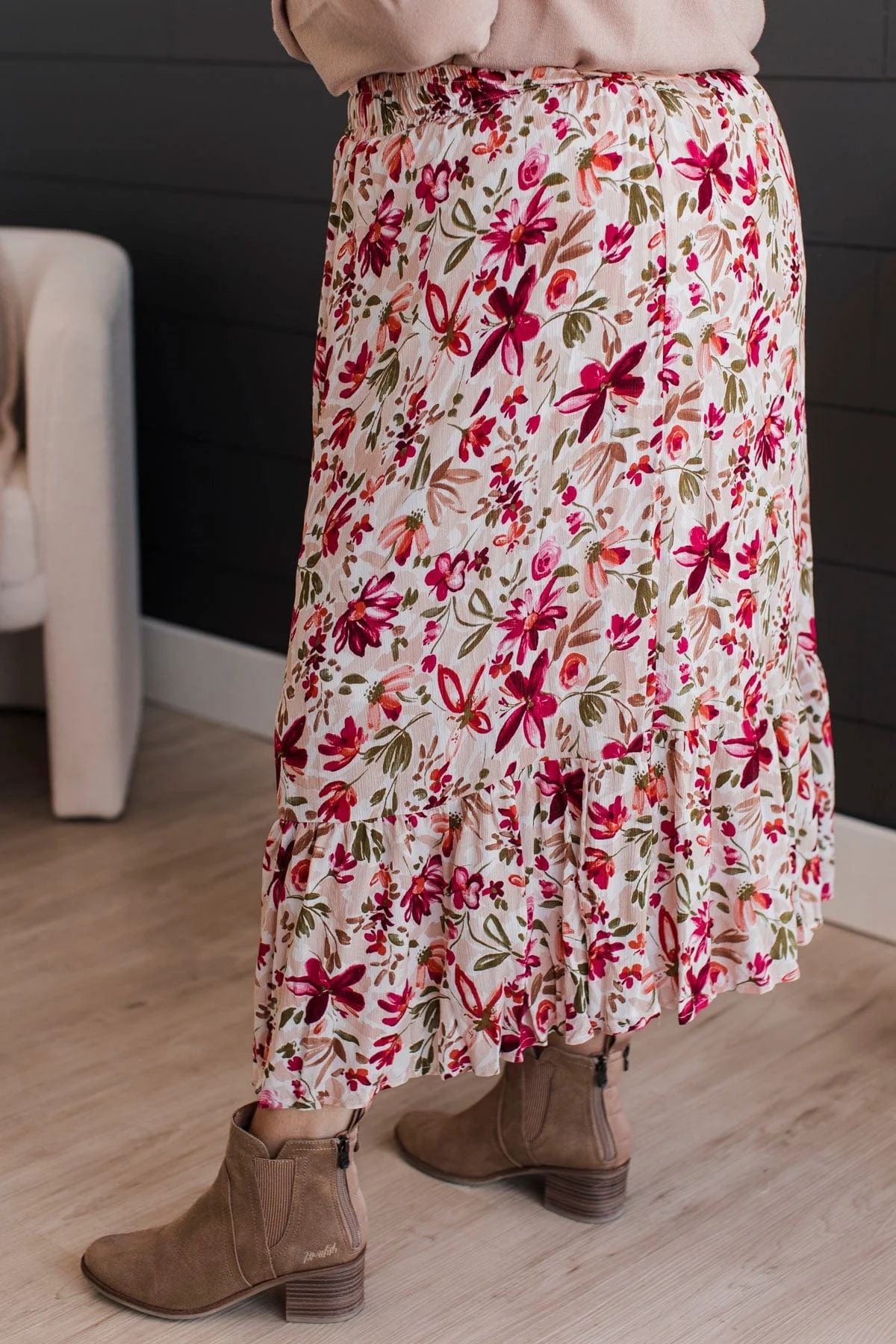 Bursting With Joy Floral Skirt- Cream - Image 6
