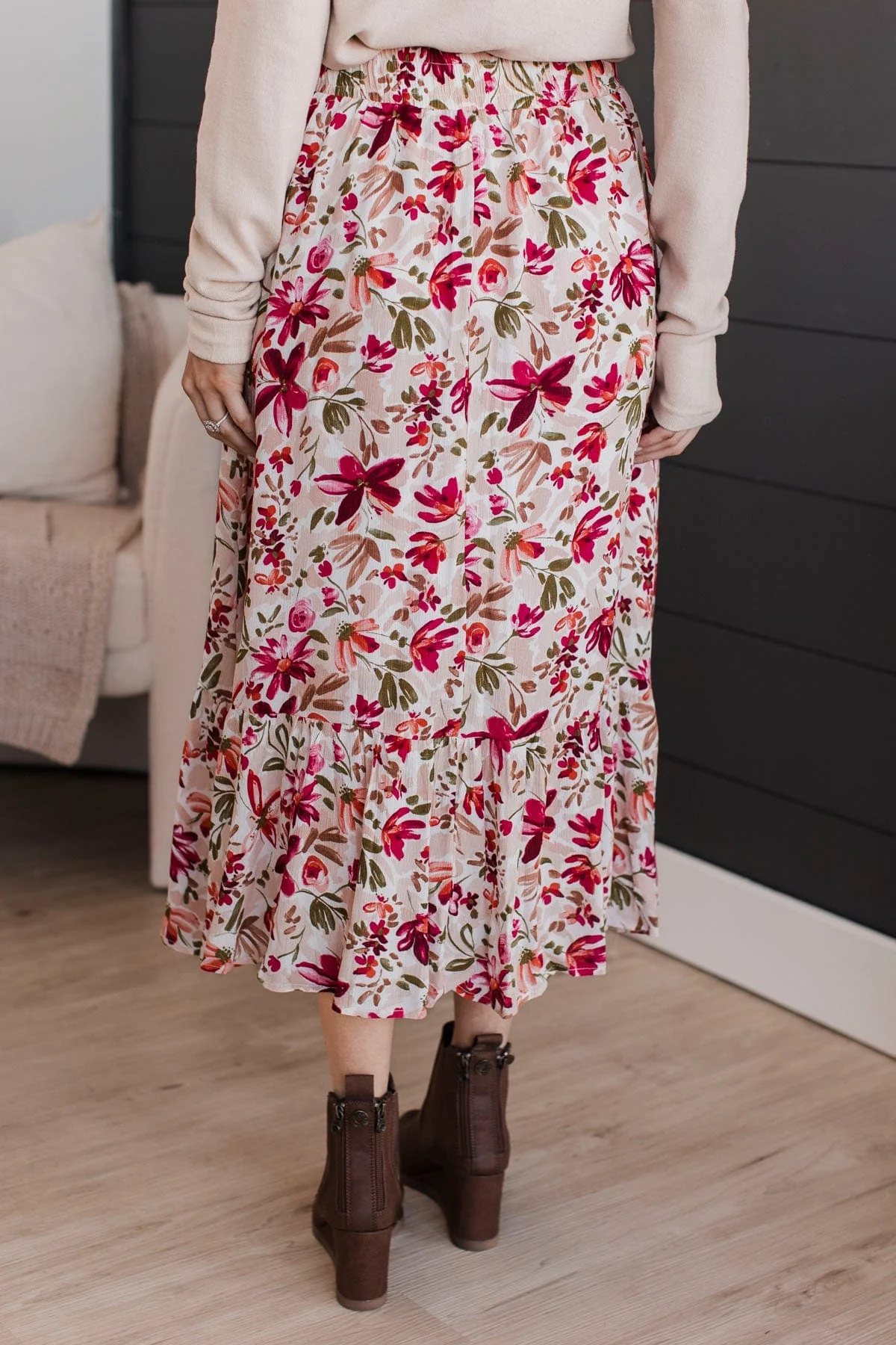 Bursting With Joy Floral Skirt- Cream - Image 7