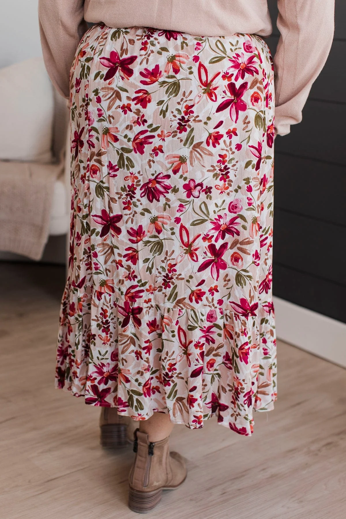 Bursting With Joy Floral Skirt- Cream - Image 8