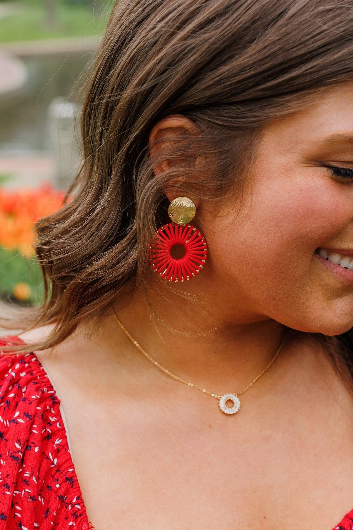 Bursting With Pride Dangle Earrings- Red & Gold - Image 3