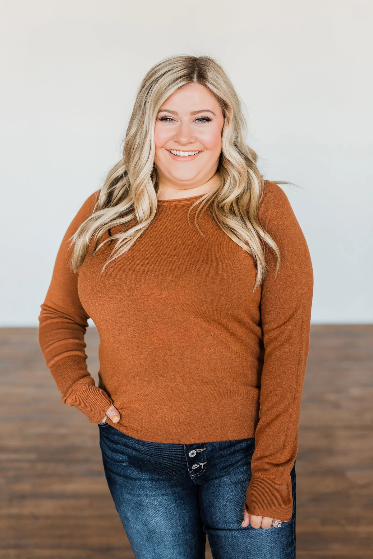 Butter Me Up Knit Sweater- Dark Camel - Image 3