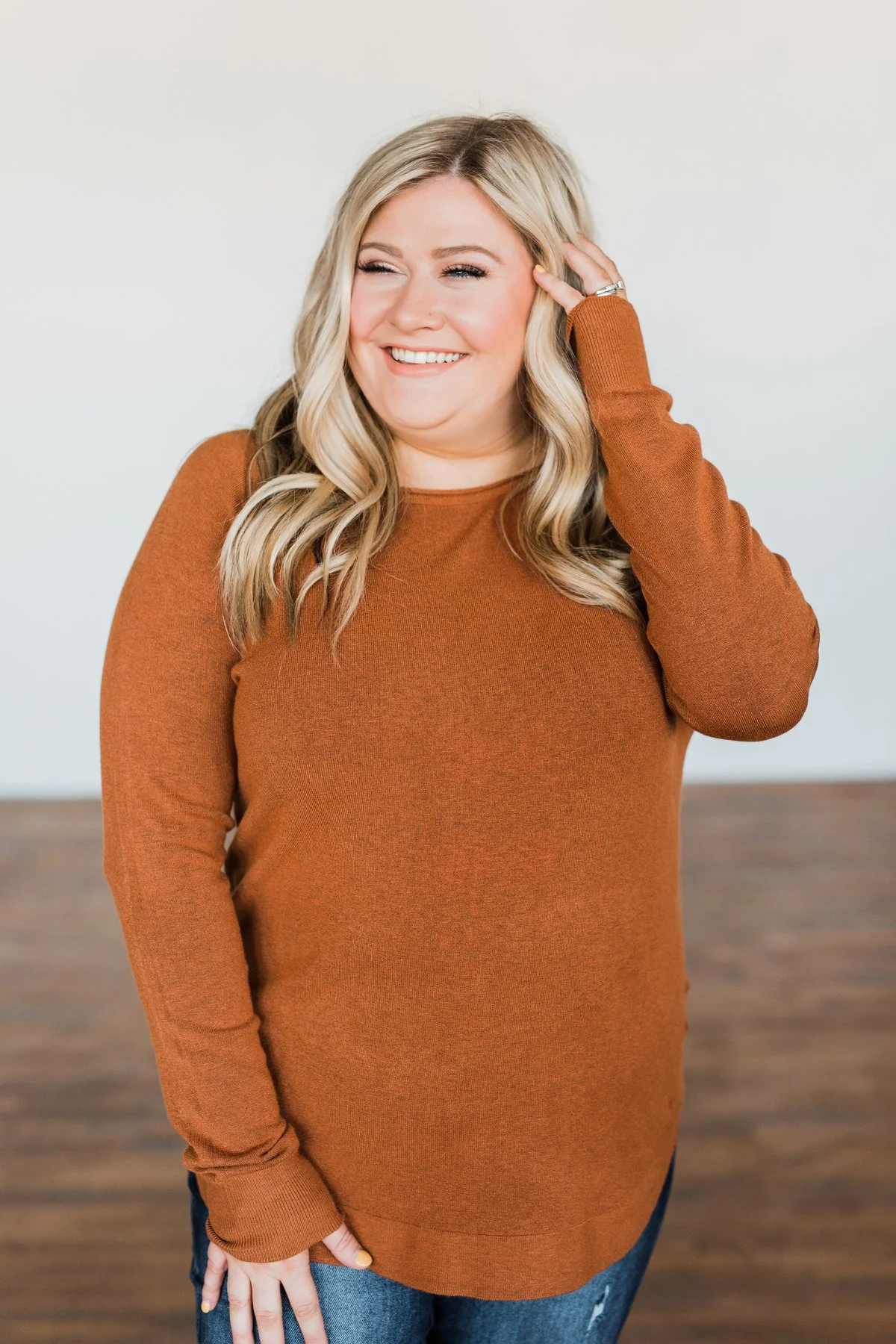 Butter Me Up Knit Sweater- Dark Camel - Image 5