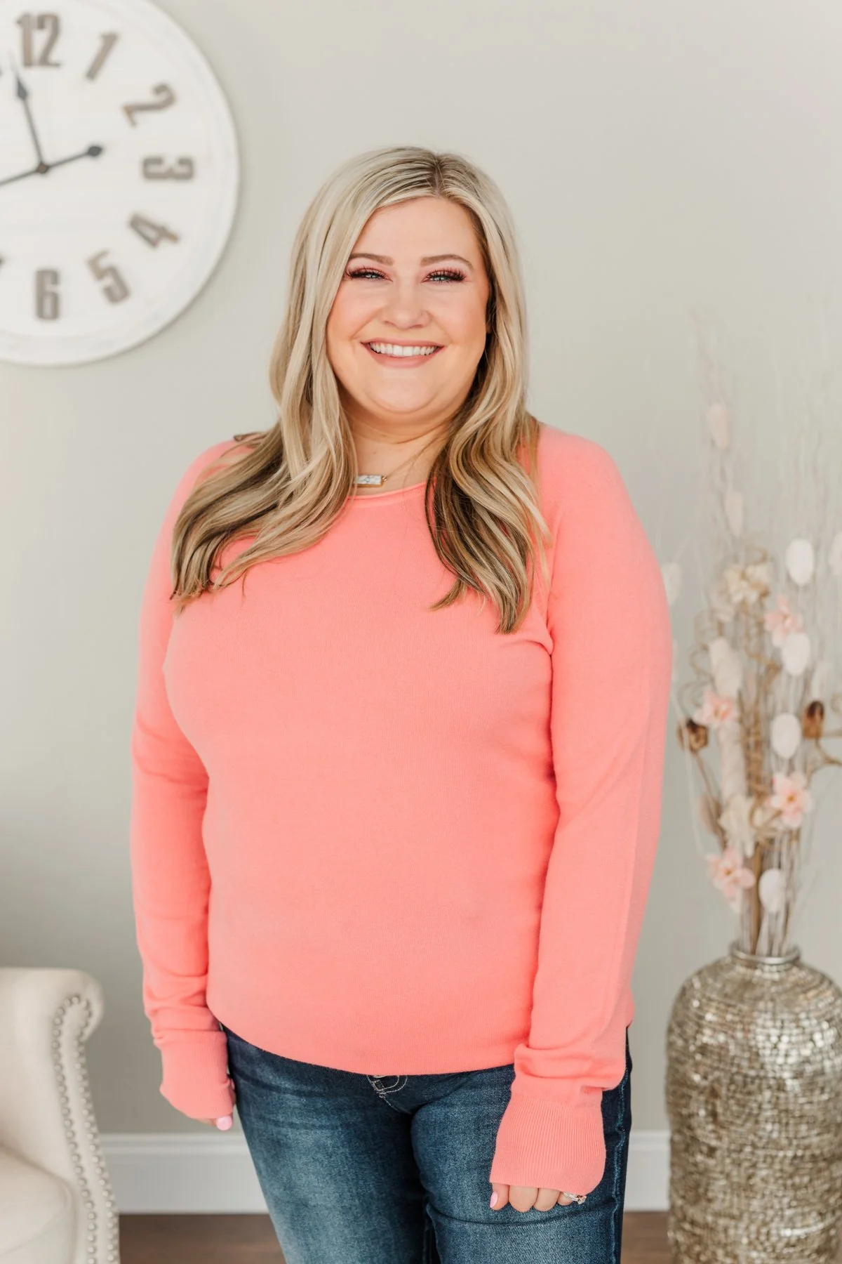Butter Me Up Knit Sweater- Coral - Image 4