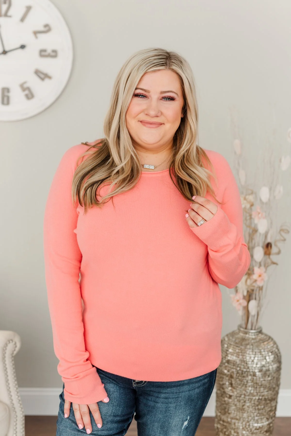 Butter Me Up Knit Sweater- Coral - Image 6
