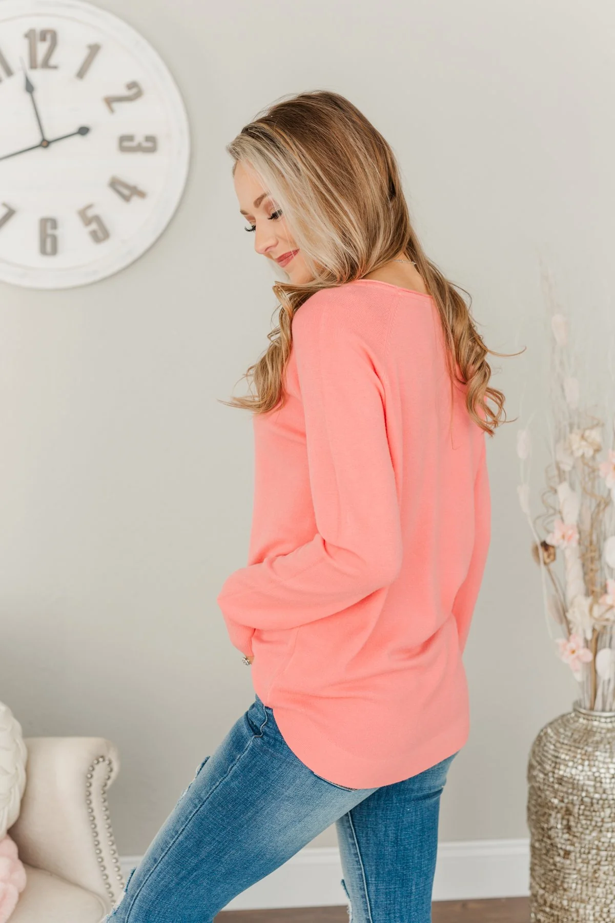 Butter Me Up Knit Sweater- Coral - Image 8