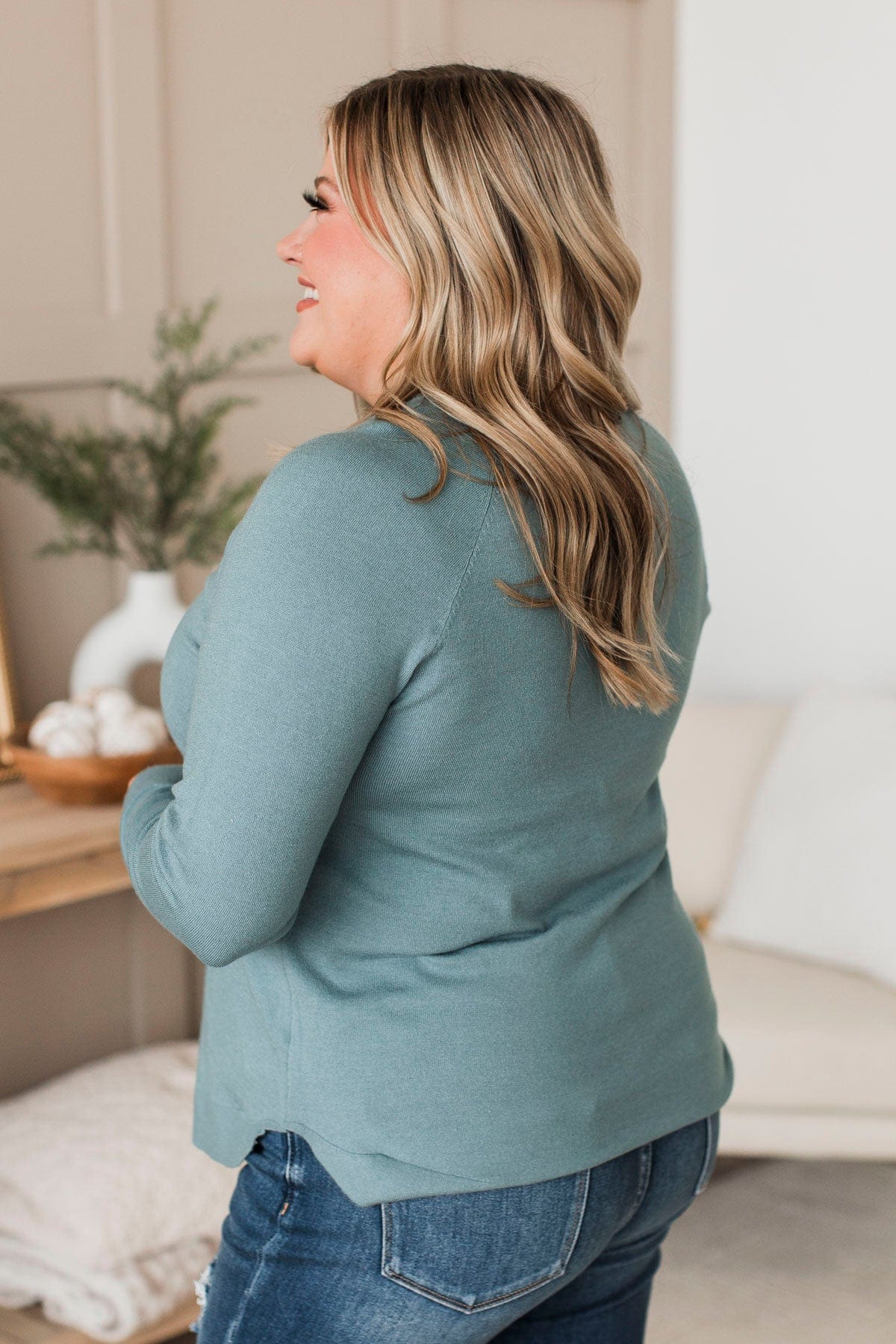 Butter Me Up Knit Sweater- Dusty Blue - Image 4