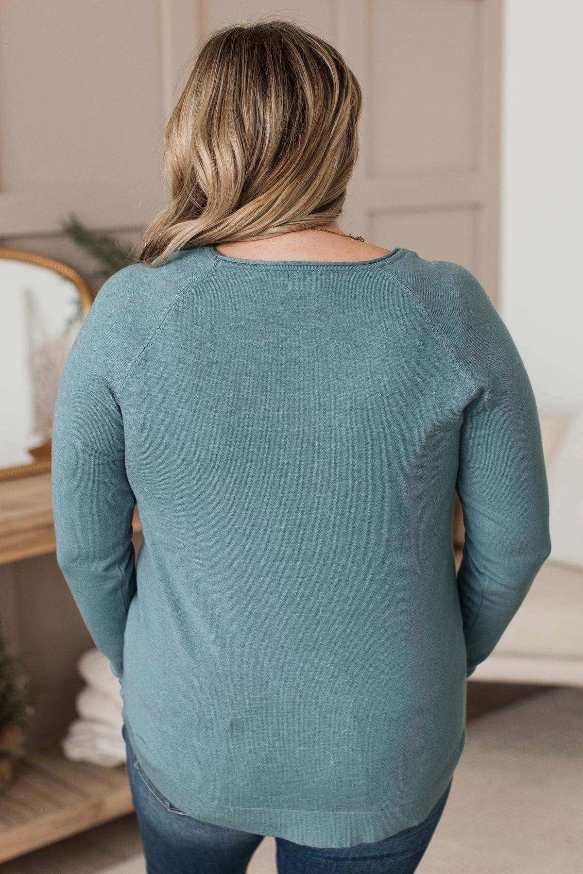 Butter Me Up Knit Sweater- Dusty Blue - Image 6
