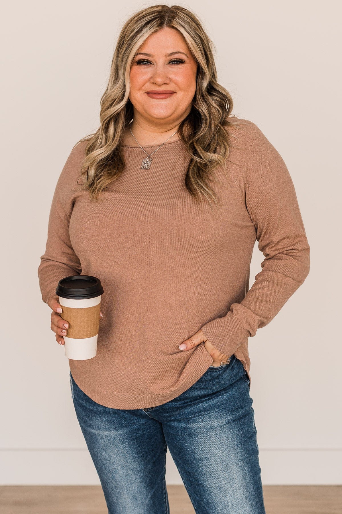 Butter Me Up Knit Sweater- Light Mocha - Image 2
