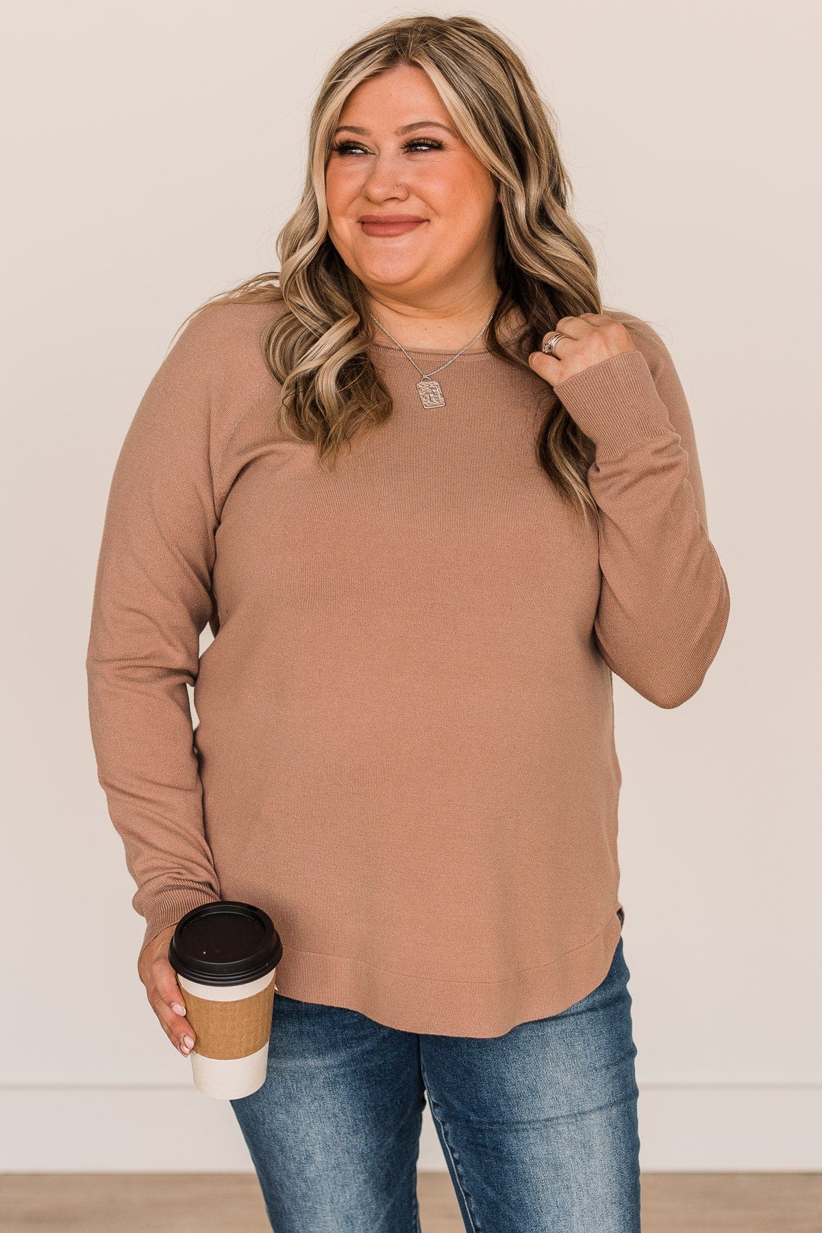 Butter Me Up Knit Sweater- Light Mocha - Image 4