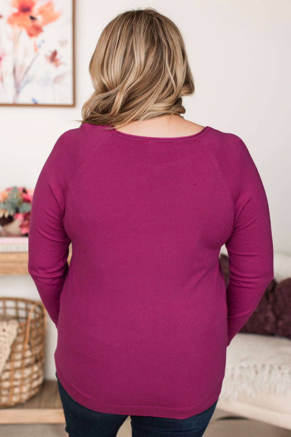 Butter Me Up Knit Sweater- Magenta - Image 4
